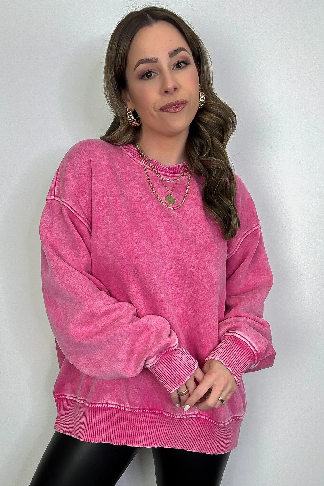 Cozy Vibes Acid Wash Oversized Pullover - BACK IN STOCK