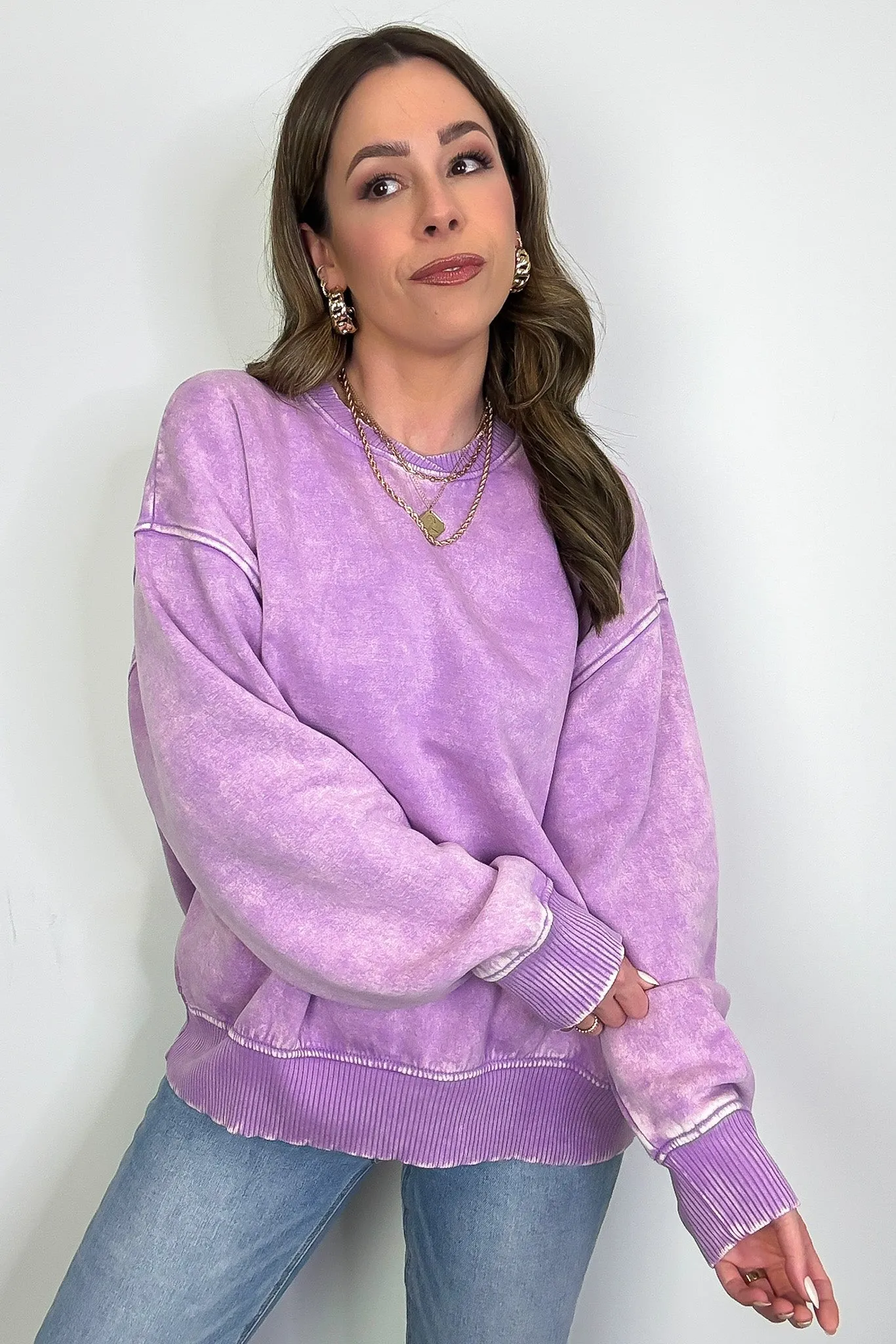 Cozy Vibes Acid Wash Oversized Pullover - BACK IN STOCK