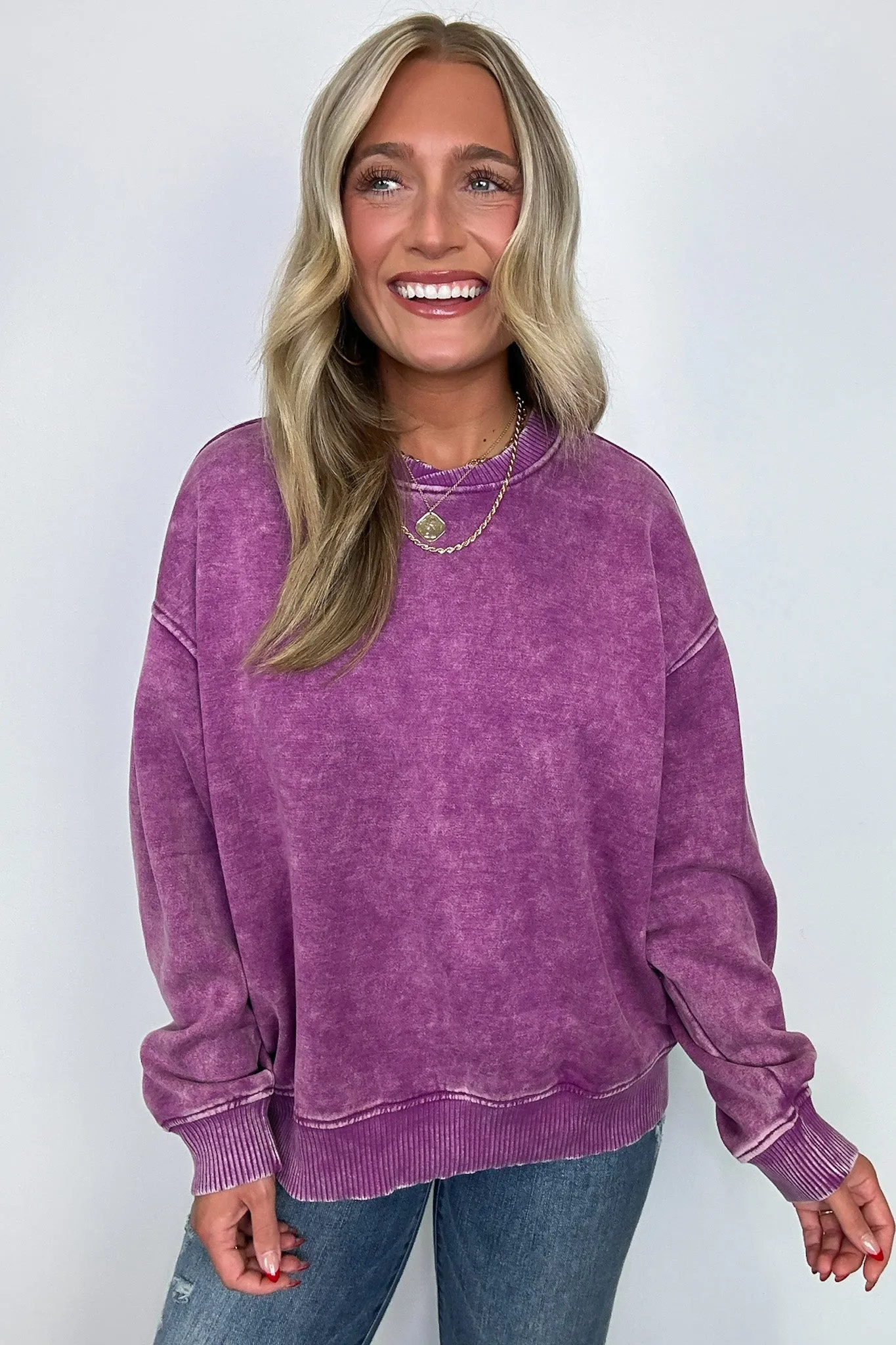 Cozy Vibes Acid Wash Oversized Pullover - BACK IN STOCK
