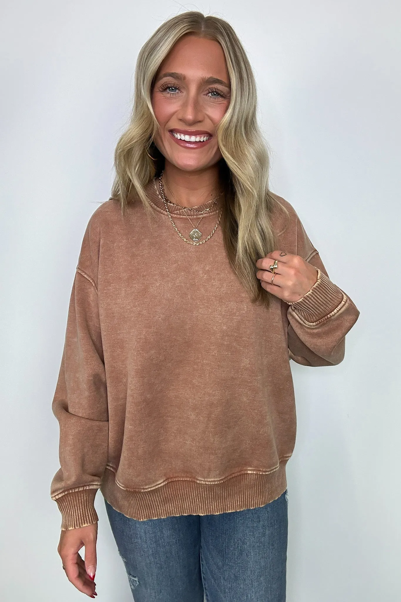 Cozy Vibes Acid Wash Oversized Pullover - BACK IN STOCK