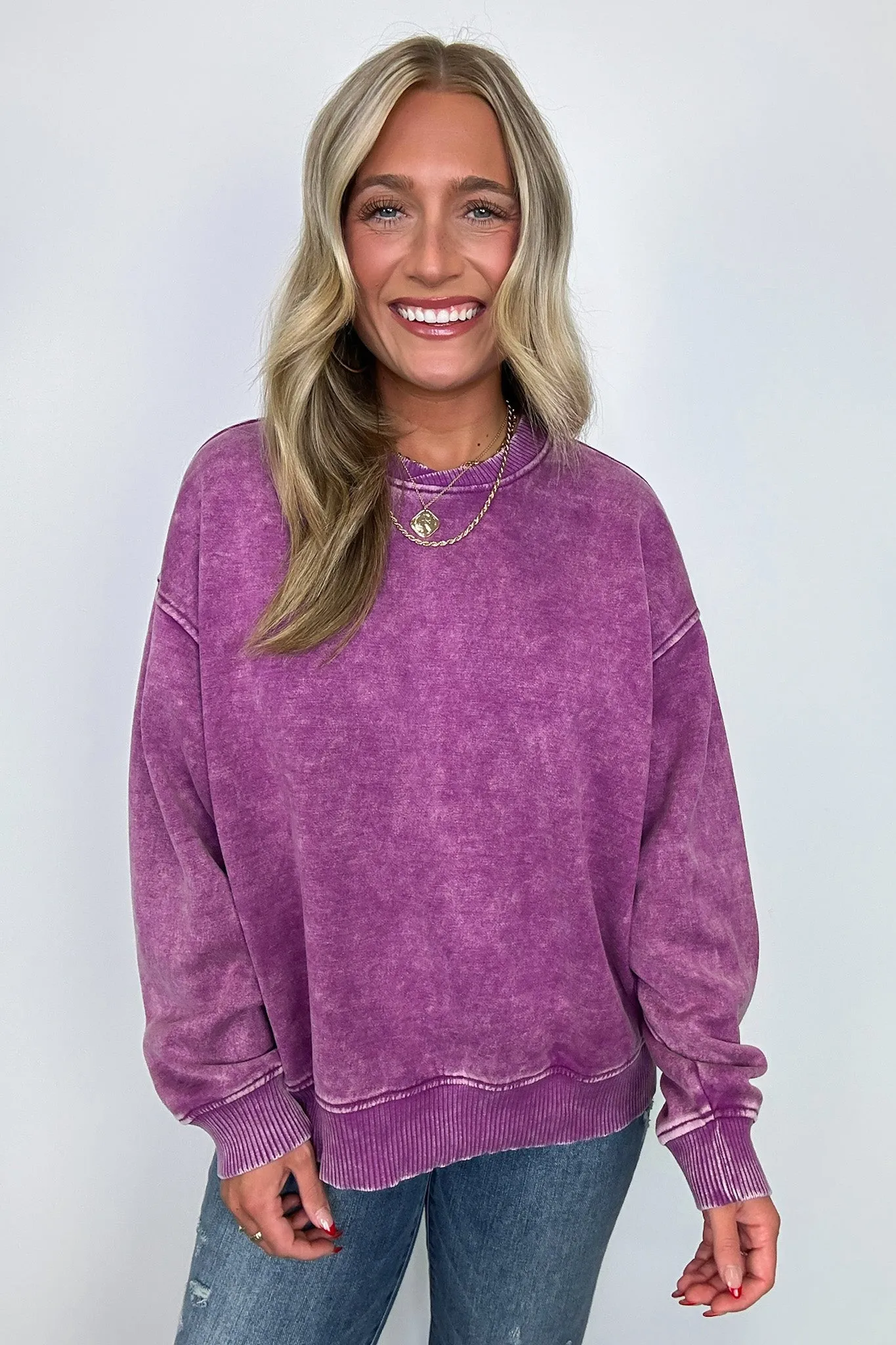 Cozy Vibes Acid Wash Oversized Pullover - BACK IN STOCK