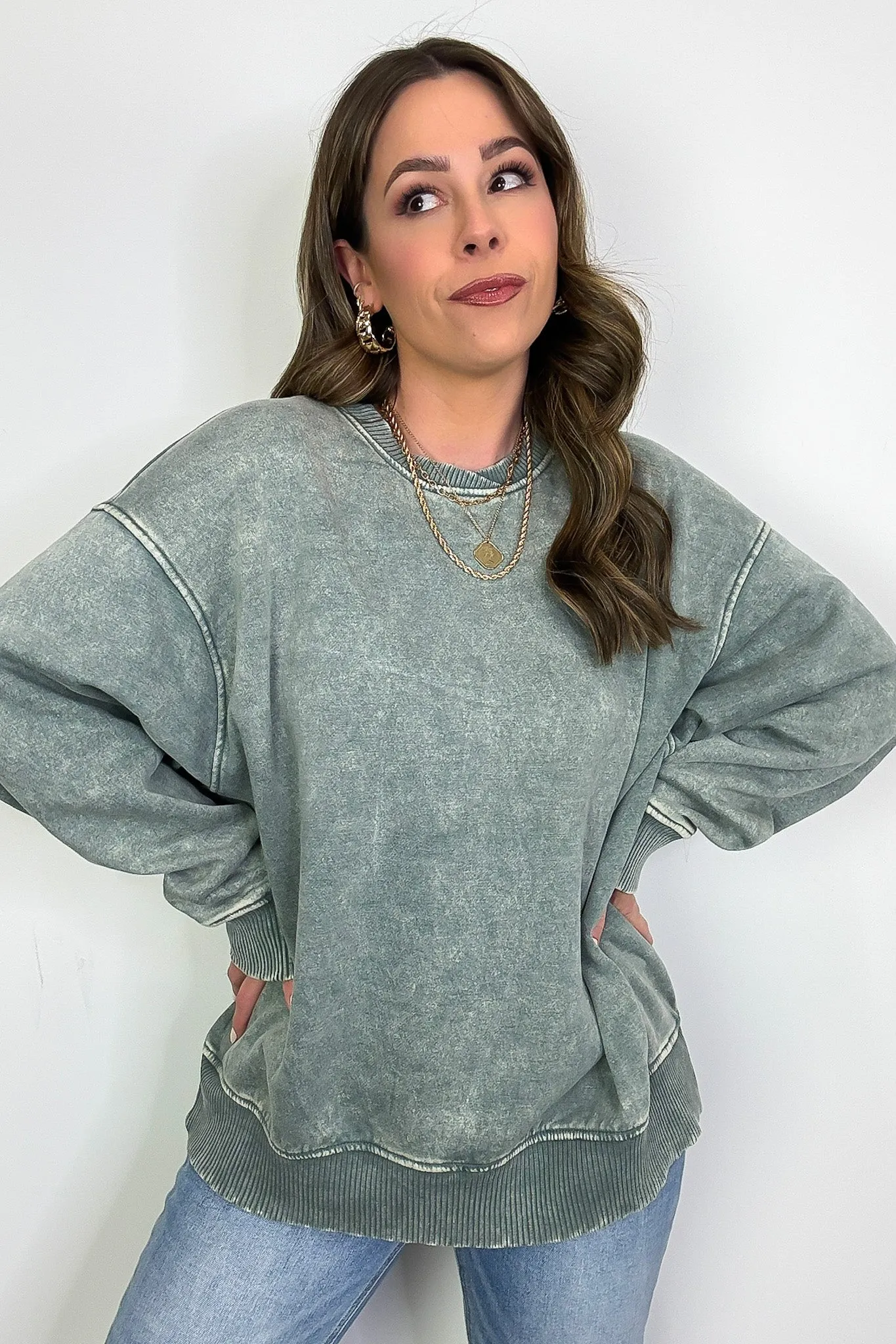 Cozy Vibes Acid Wash Oversized Pullover - BACK IN STOCK