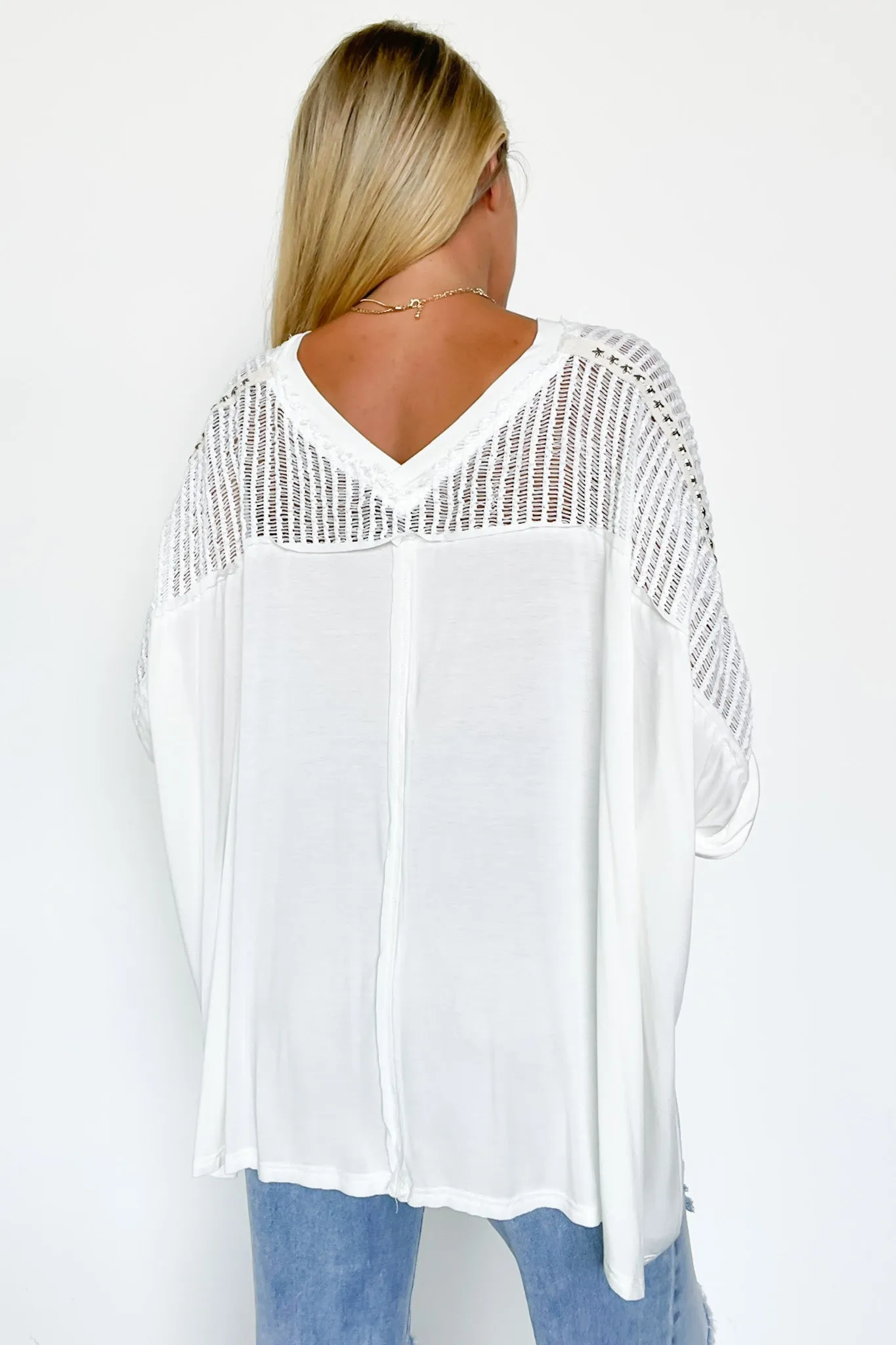 Cristina Oversized Crochet Lace Contrast Top - BACK IN STOCK