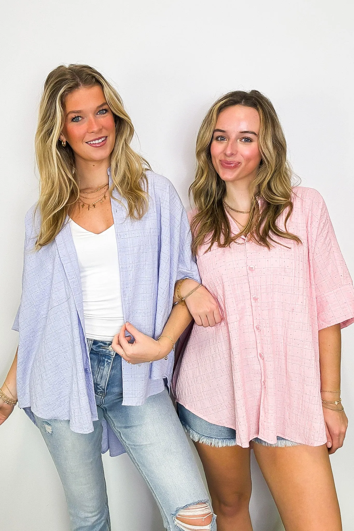 Crowd Pleaser Rhinestone Embellished Button Down Top