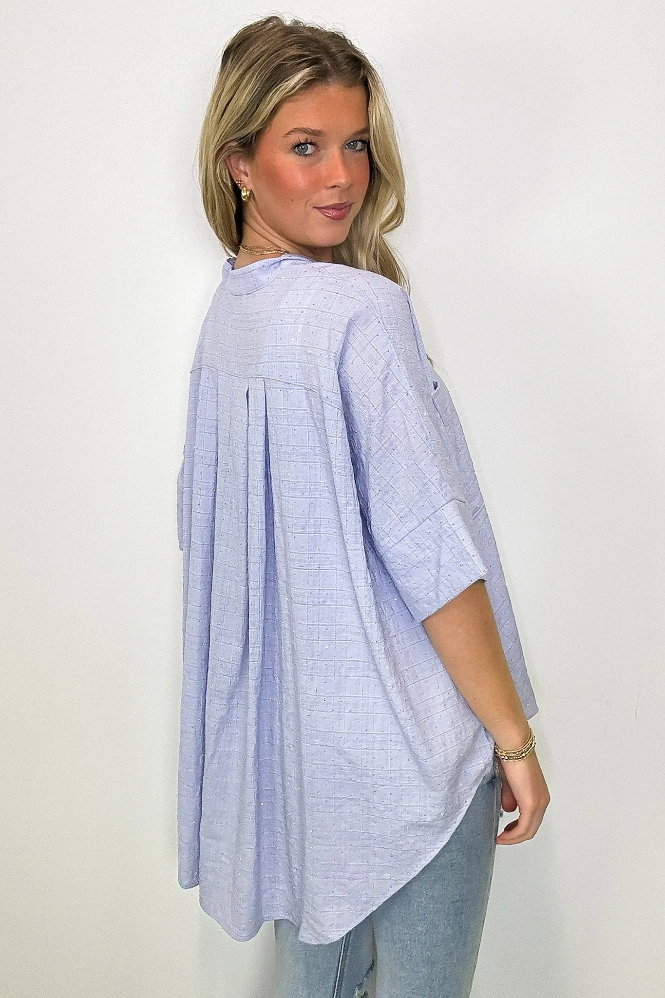 Crowd Pleaser Rhinestone Embellished Button Down Top