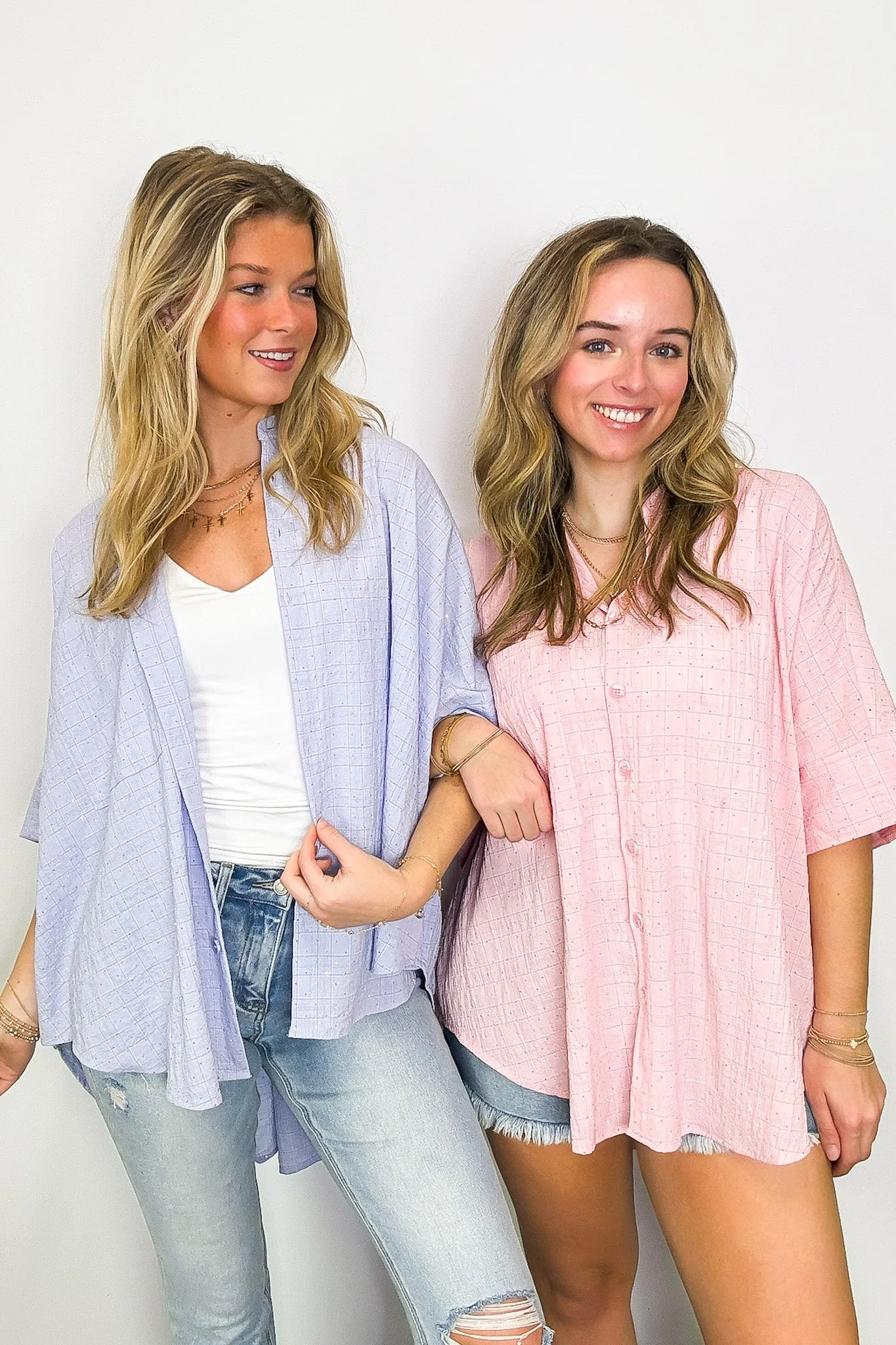 Crowd Pleaser Rhinestone Embellished Button Down Top