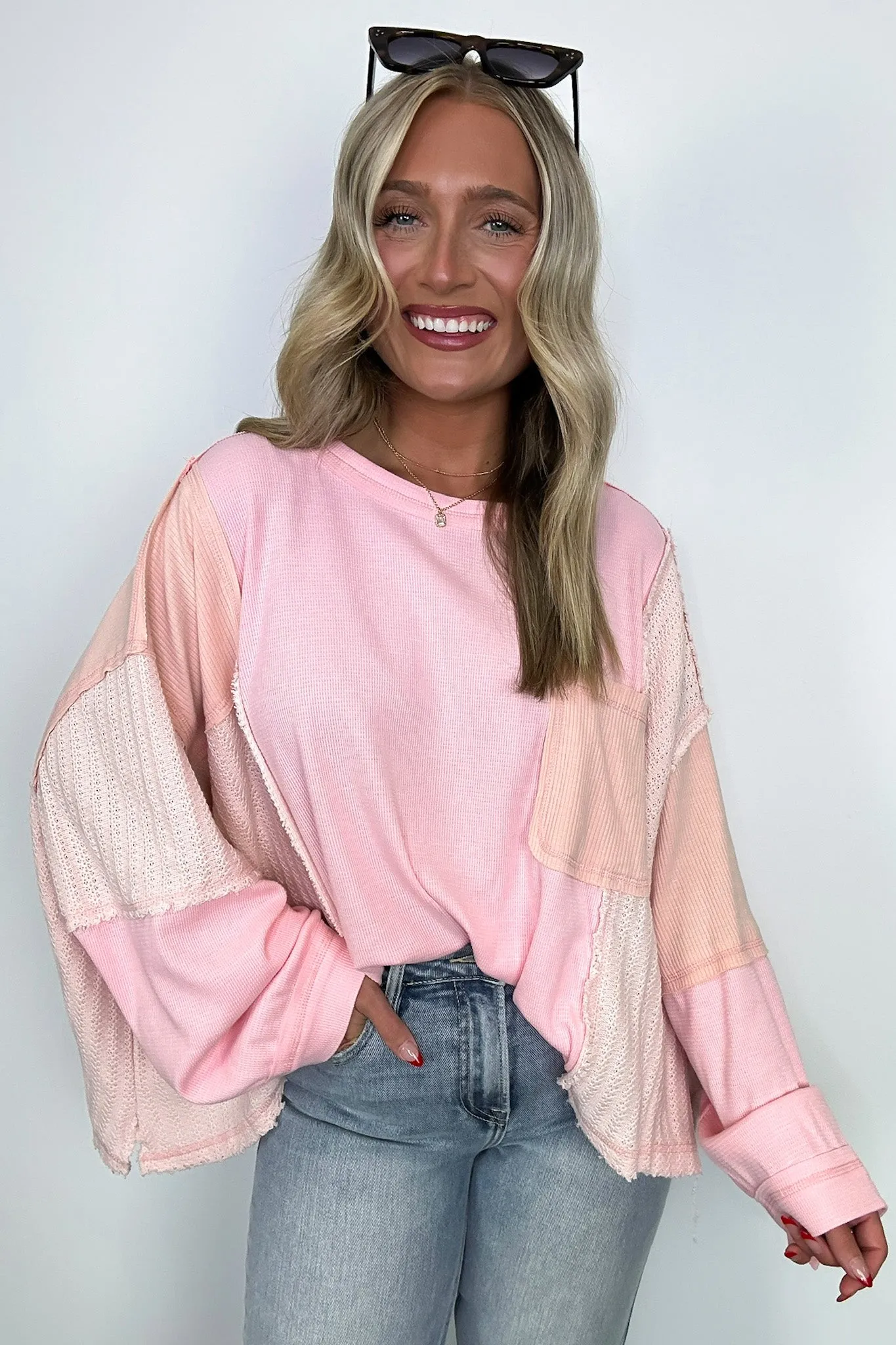 Cut and Sew Contrast Pocket Top - BACK IN STOCK