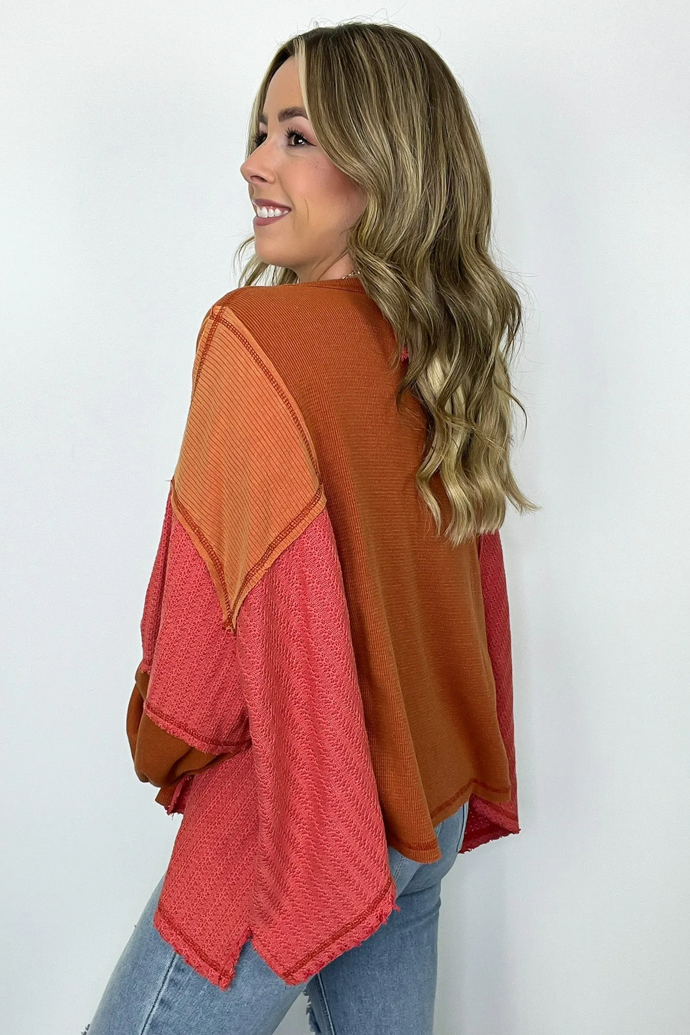 Cut and Sew Contrast Pocket Top - BACK IN STOCK