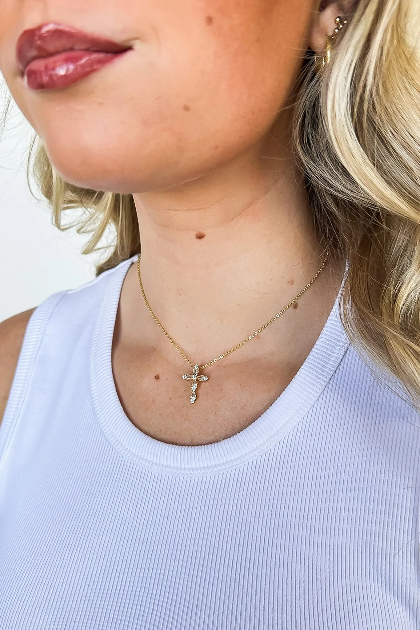 CZ Cross Gold Dainty Necklace