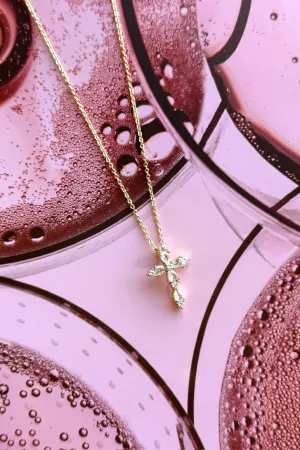 CZ Cross Gold Dainty Necklace