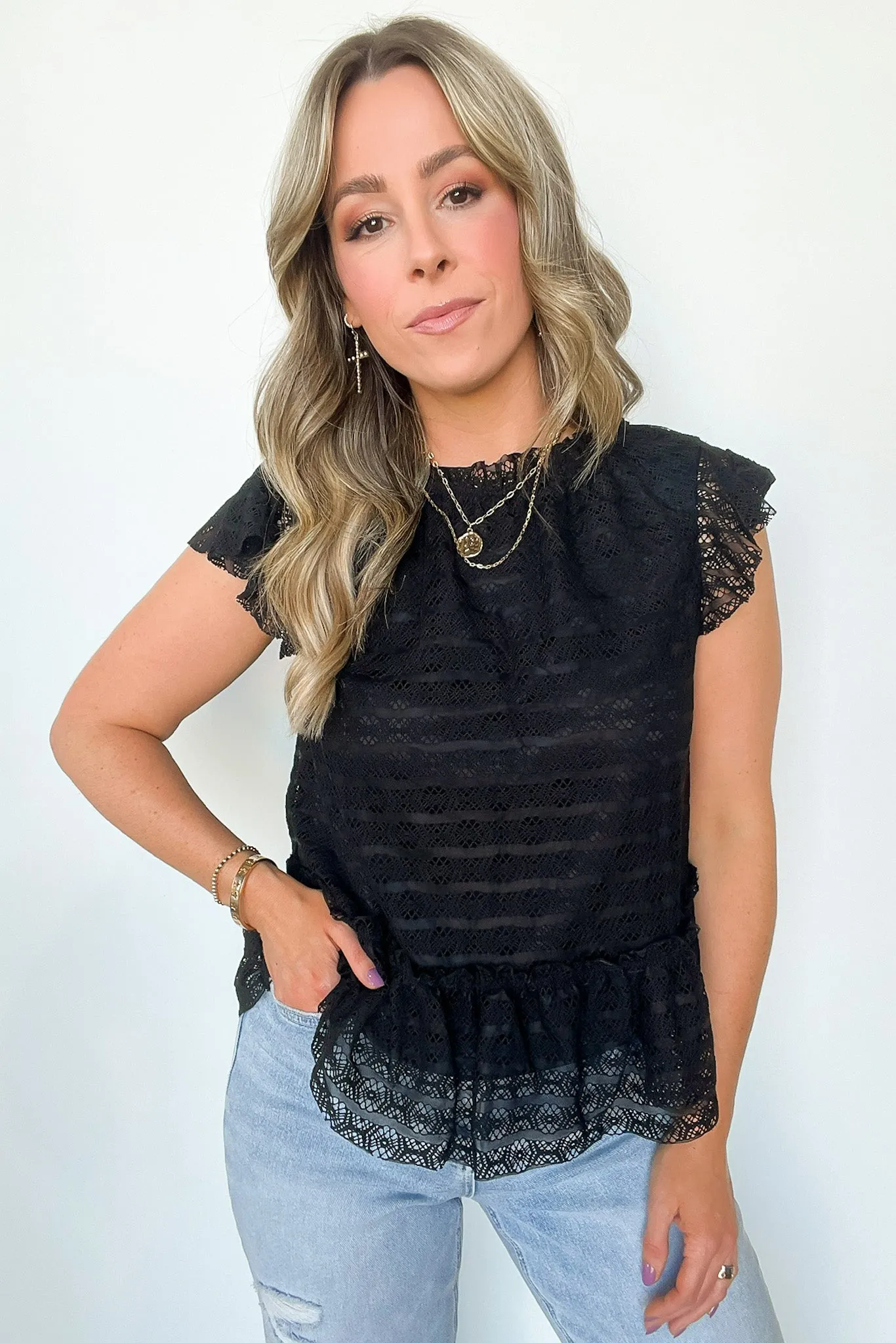 Dahlia Mock Neck Ruffle Top - FINAL SALE