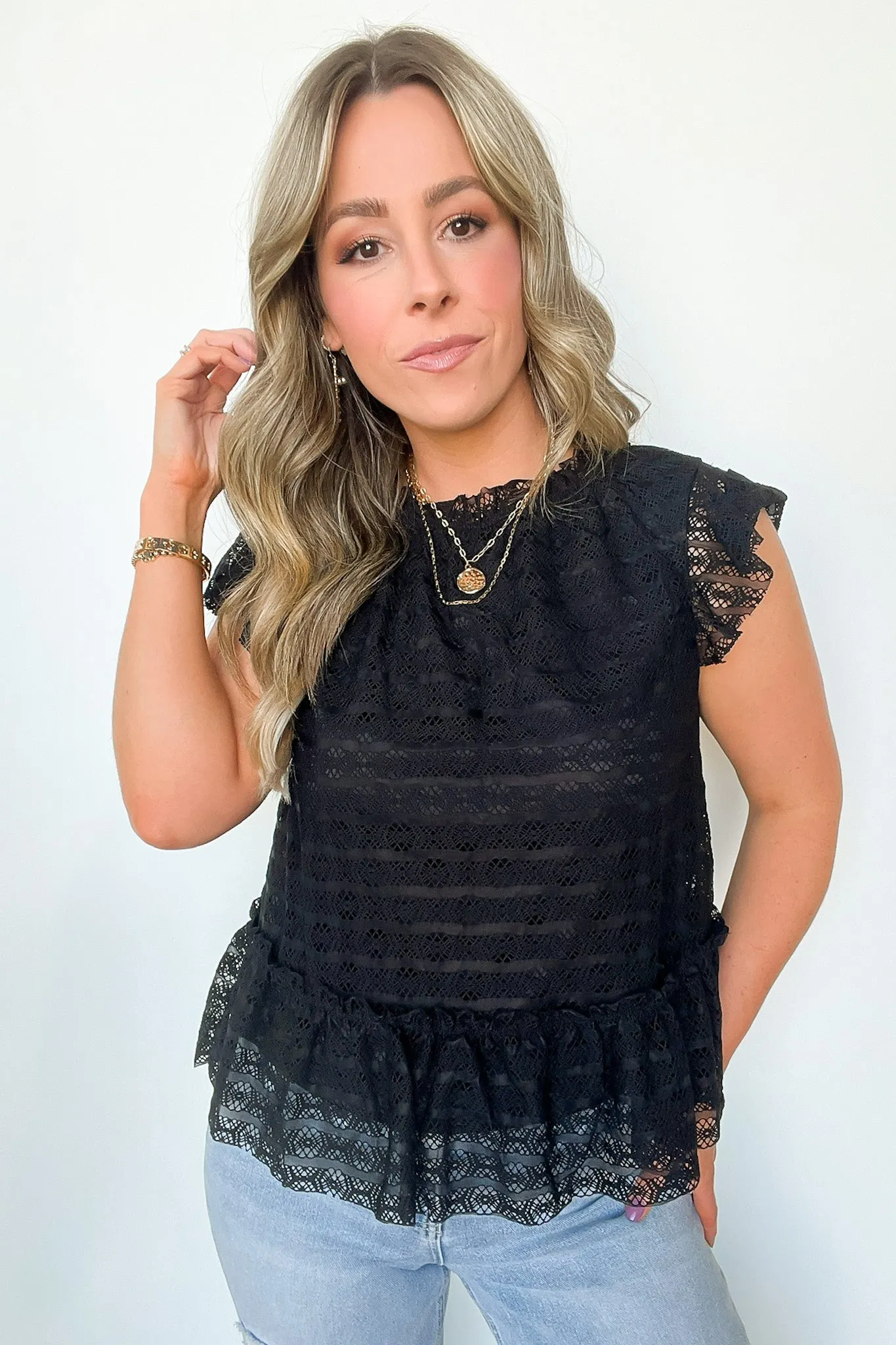 Dahlia Mock Neck Ruffle Top - FINAL SALE