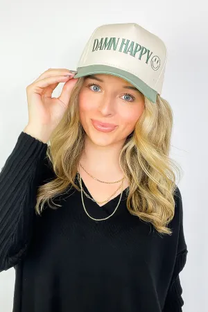 DAMN HAPPY Graphic Snapback Hat