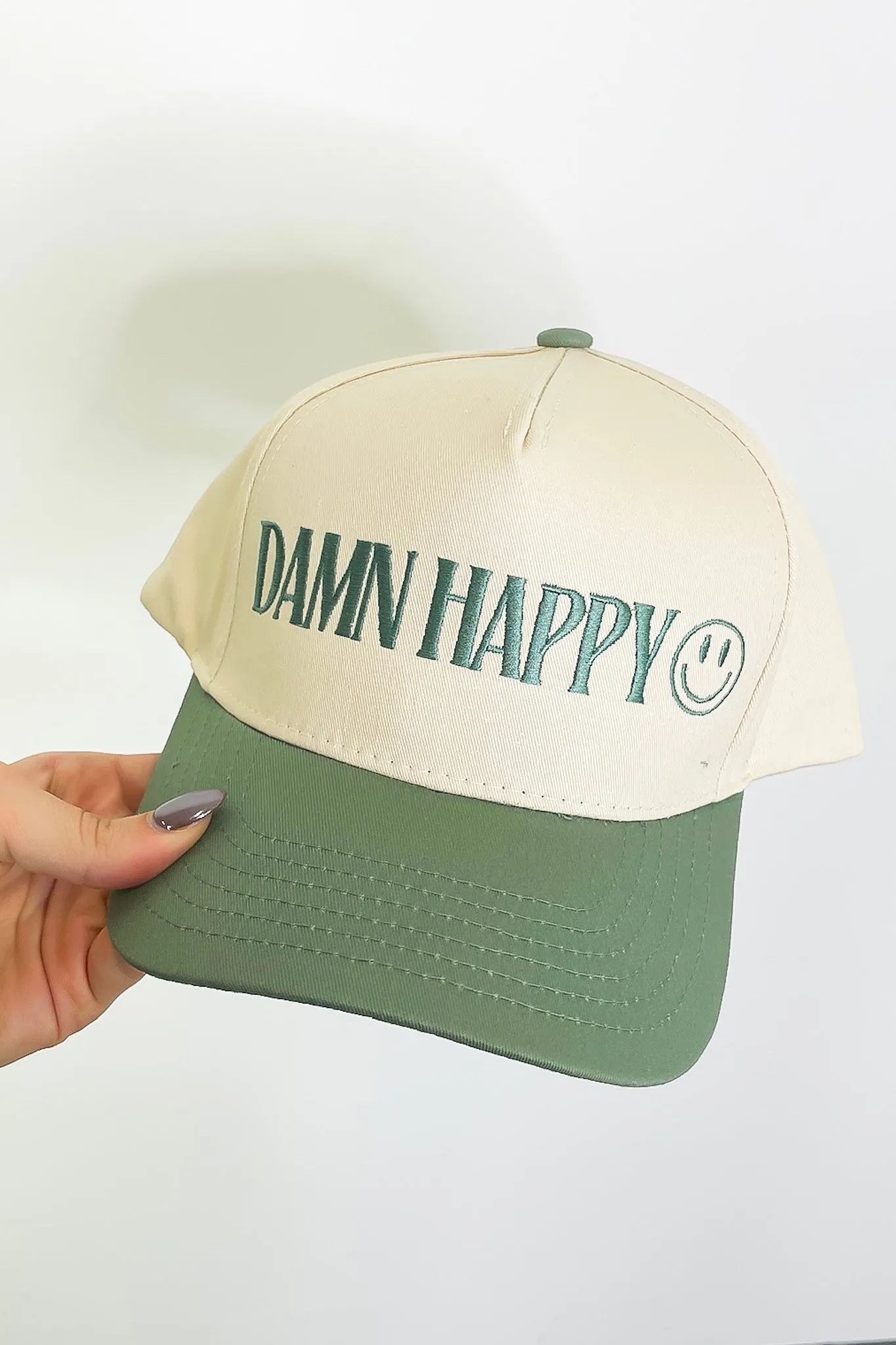 DAMN HAPPY Graphic Snapback Hat