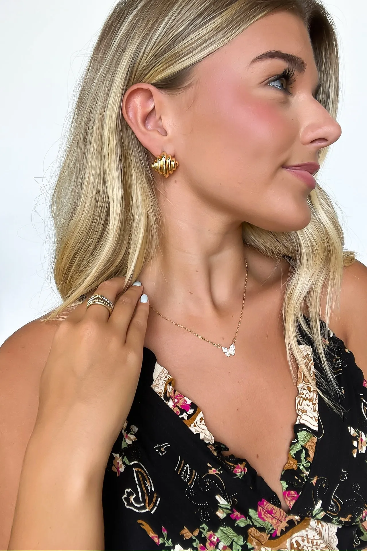 Danielia Gold Dipped Ripple Stud Earrings