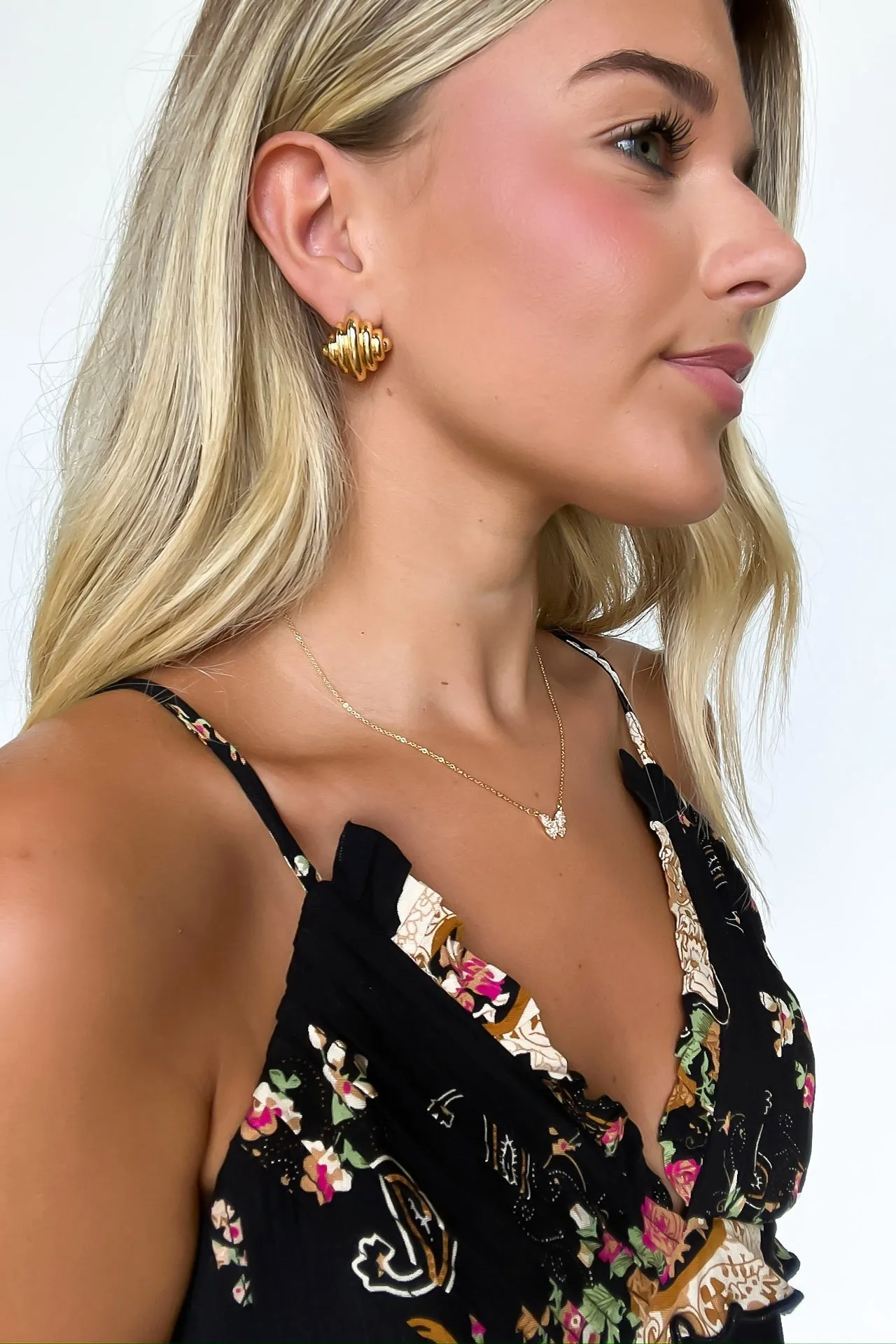 Danielia Gold Dipped Ripple Stud Earrings