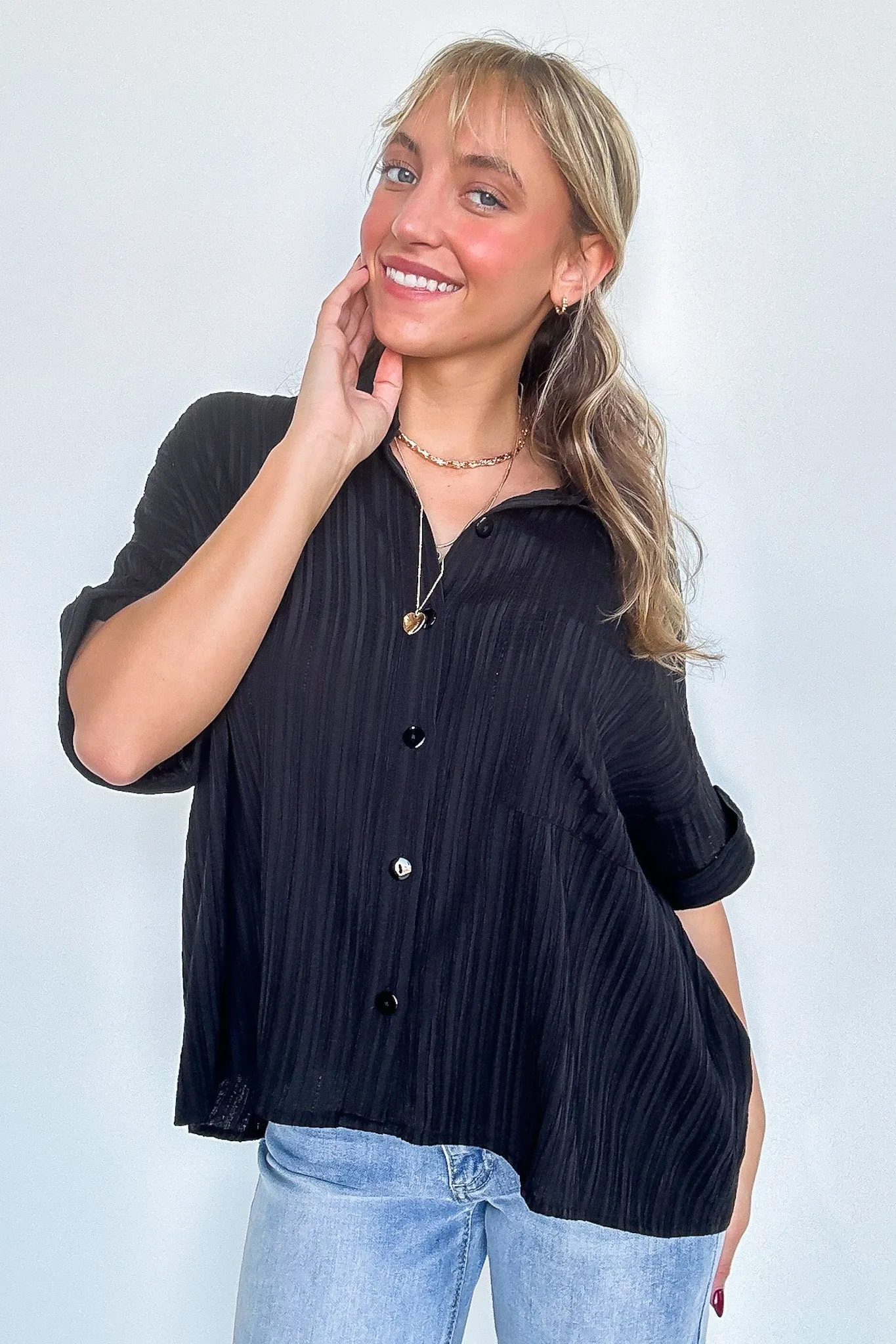 Danielle Short Sleeve Button Down Top