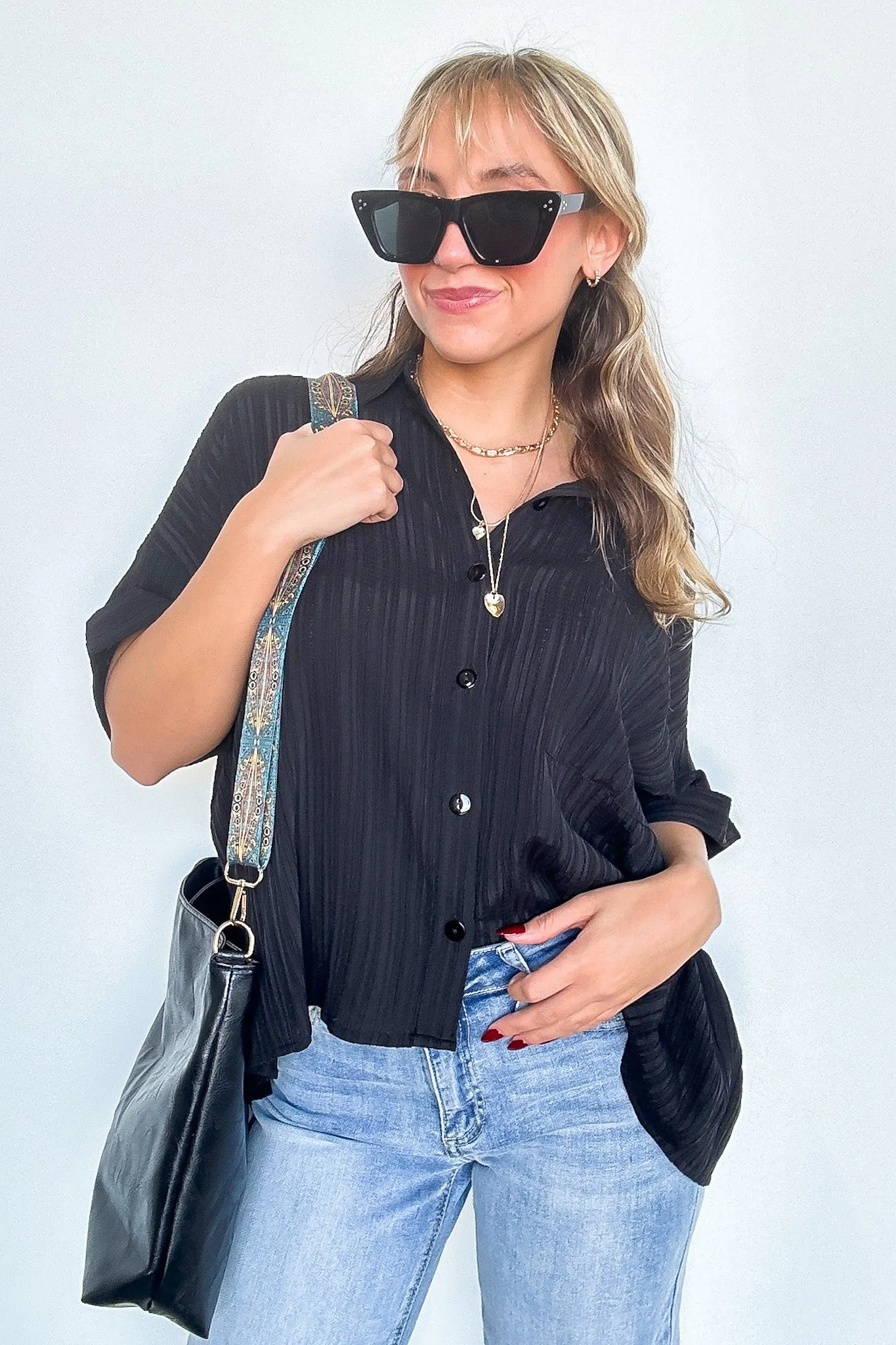 Danielle Short Sleeve Button Down Top