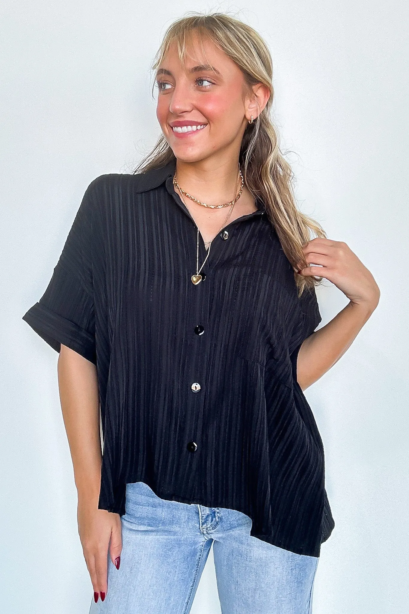 Danielle Short Sleeve Button Down Top