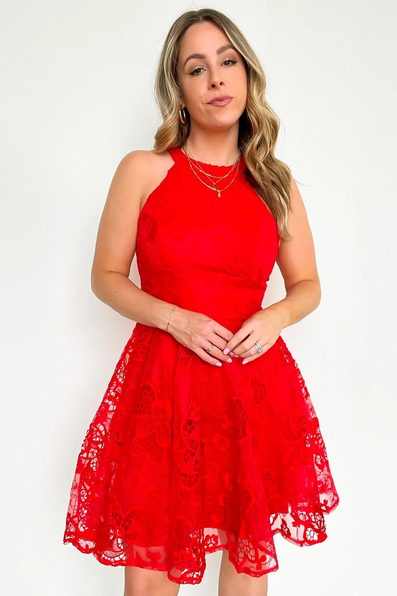 Darling Dancer Fit and Flare Lace Dress - FINAL SALE