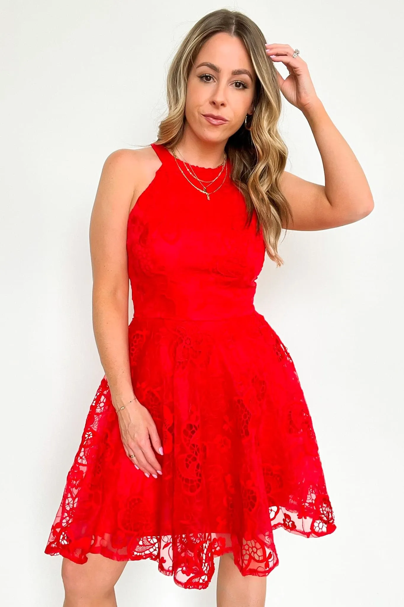 Darling Dancer Fit and Flare Lace Dress - FINAL SALE