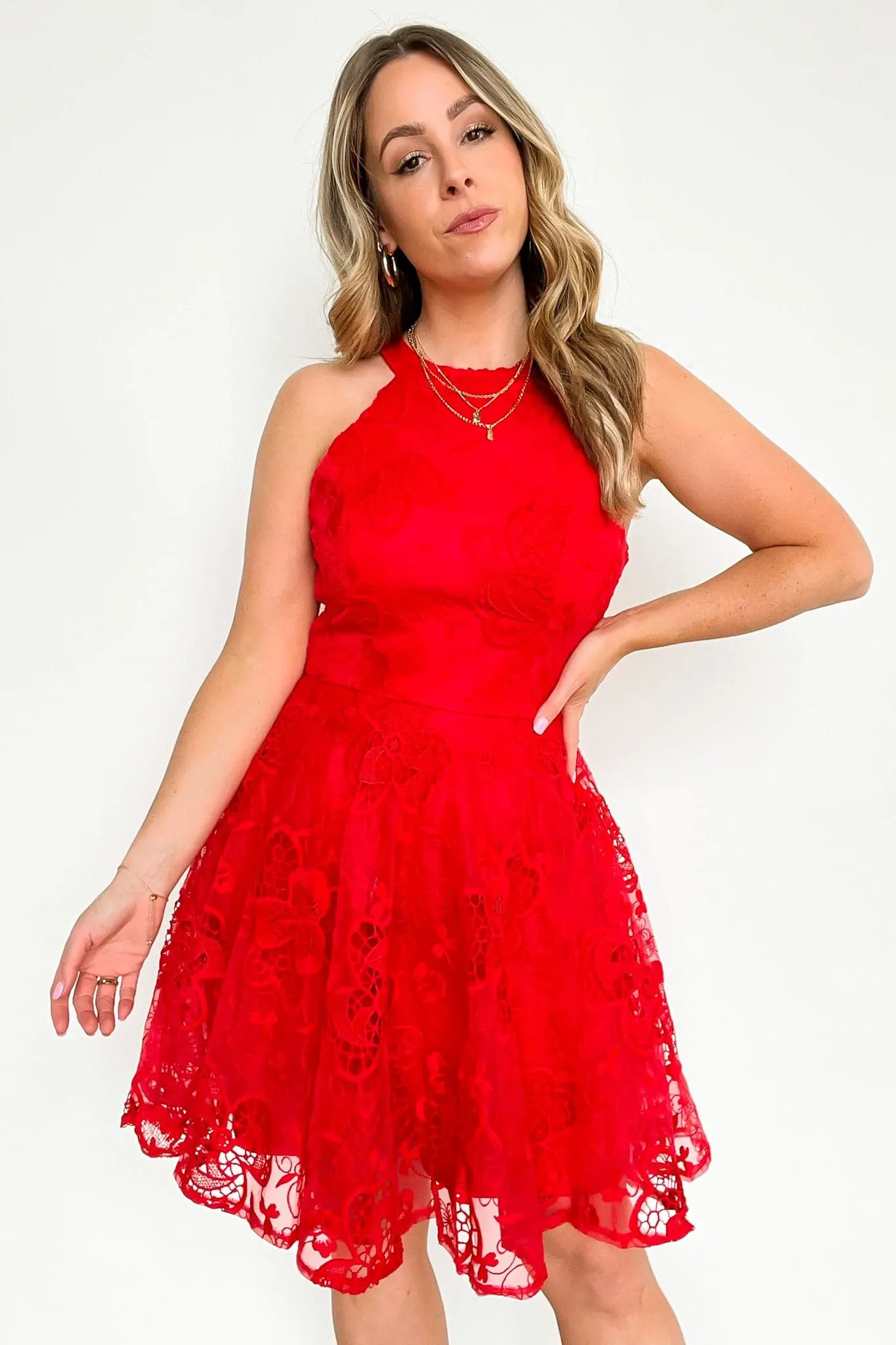 Darling Dancer Fit and Flare Lace Dress - FINAL SALE