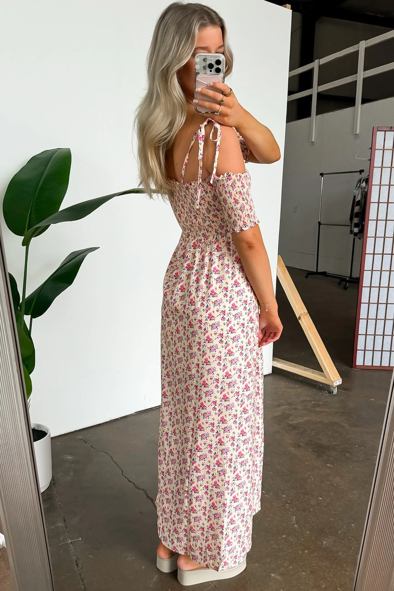 Darling Energy Off Shoulder Smocked Floral Maxi Dress - FINAL SALE