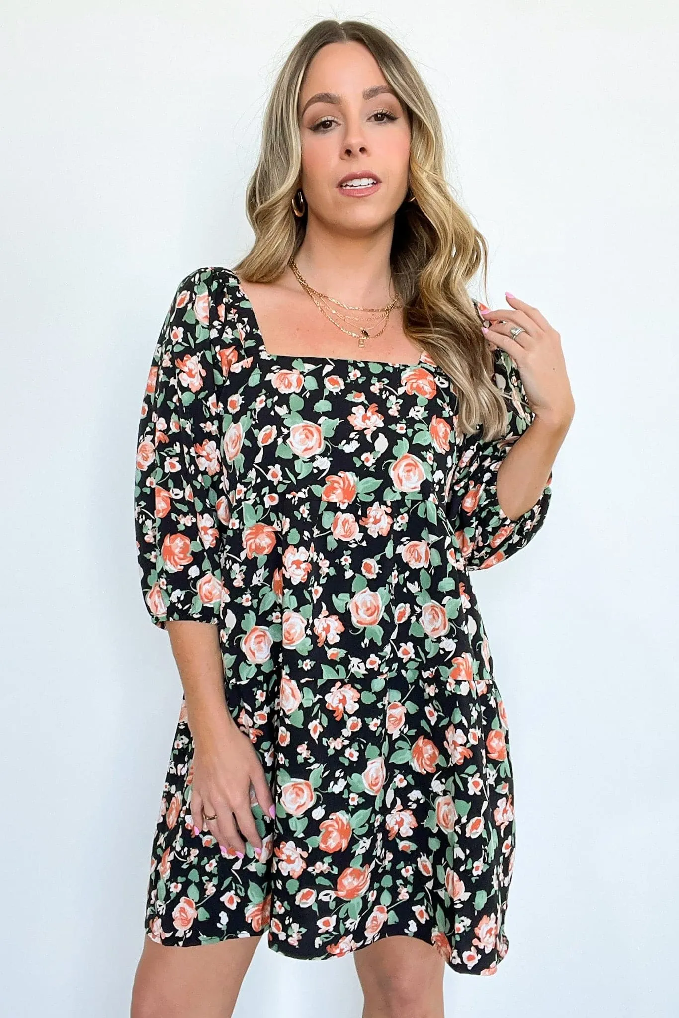 Darling Whimsy Floral Print Puff Sleeve Dress - FINAL SALE