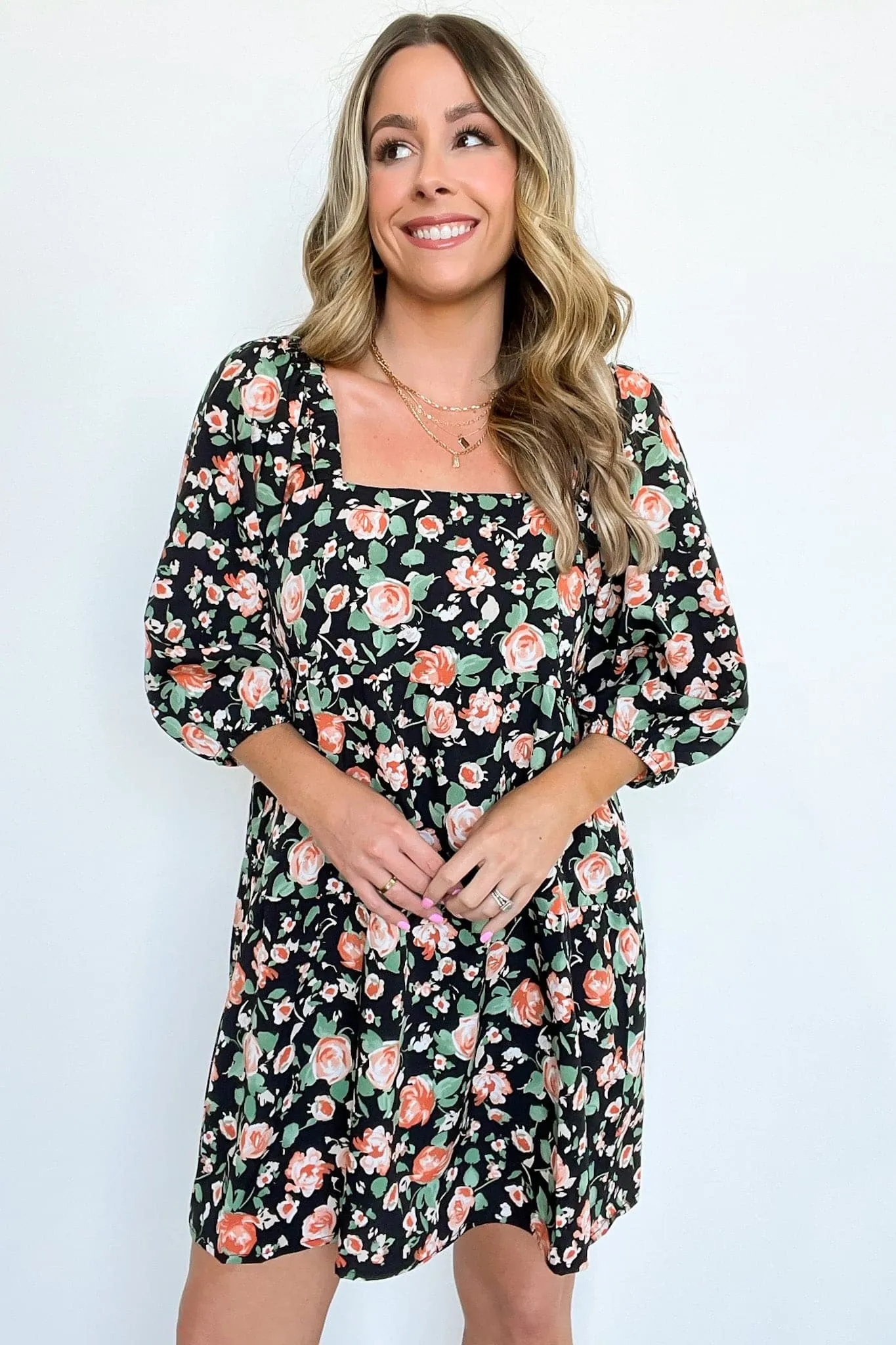 Darling Whimsy Floral Print Puff Sleeve Dress - FINAL SALE