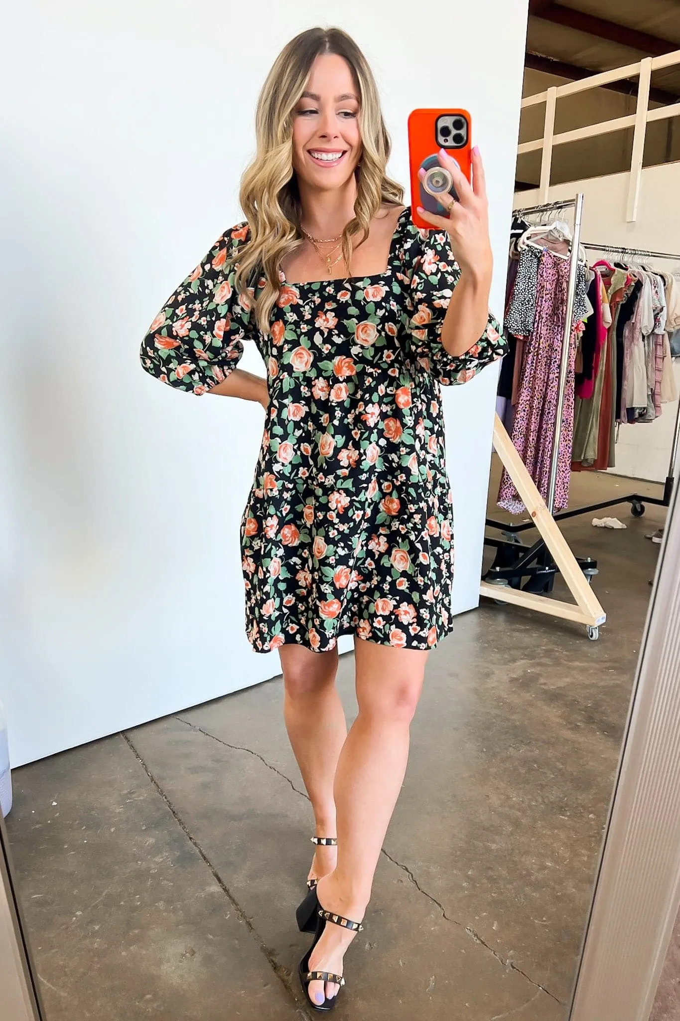 Darling Whimsy Floral Print Puff Sleeve Dress - FINAL SALE