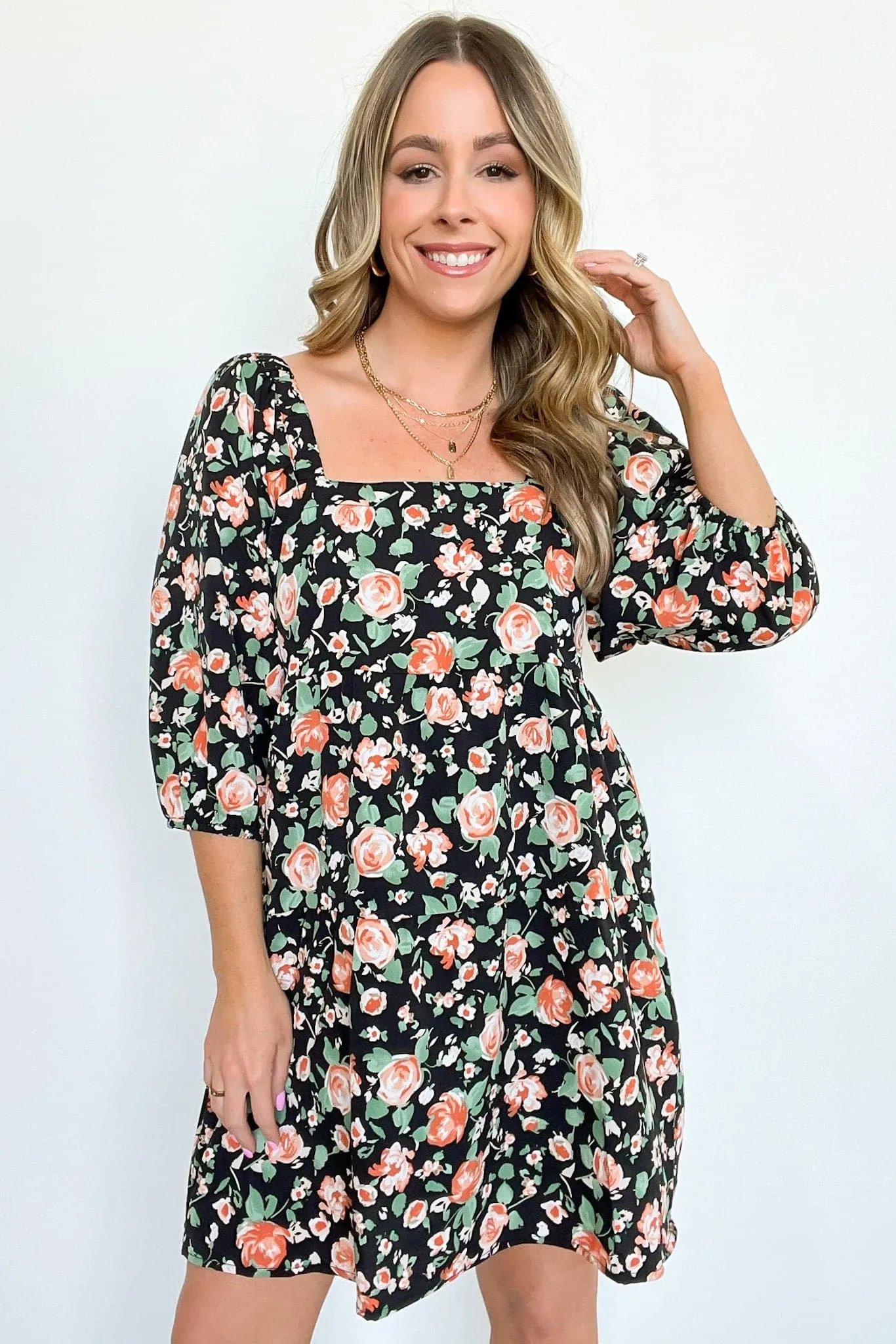 Darling Whimsy Floral Print Puff Sleeve Dress - FINAL SALE