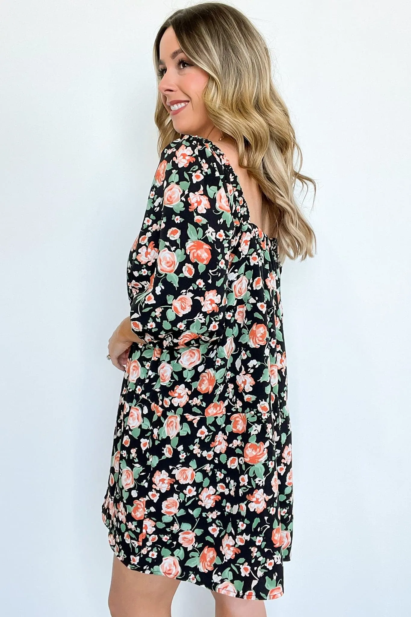 Darling Whimsy Floral Print Puff Sleeve Dress - FINAL SALE