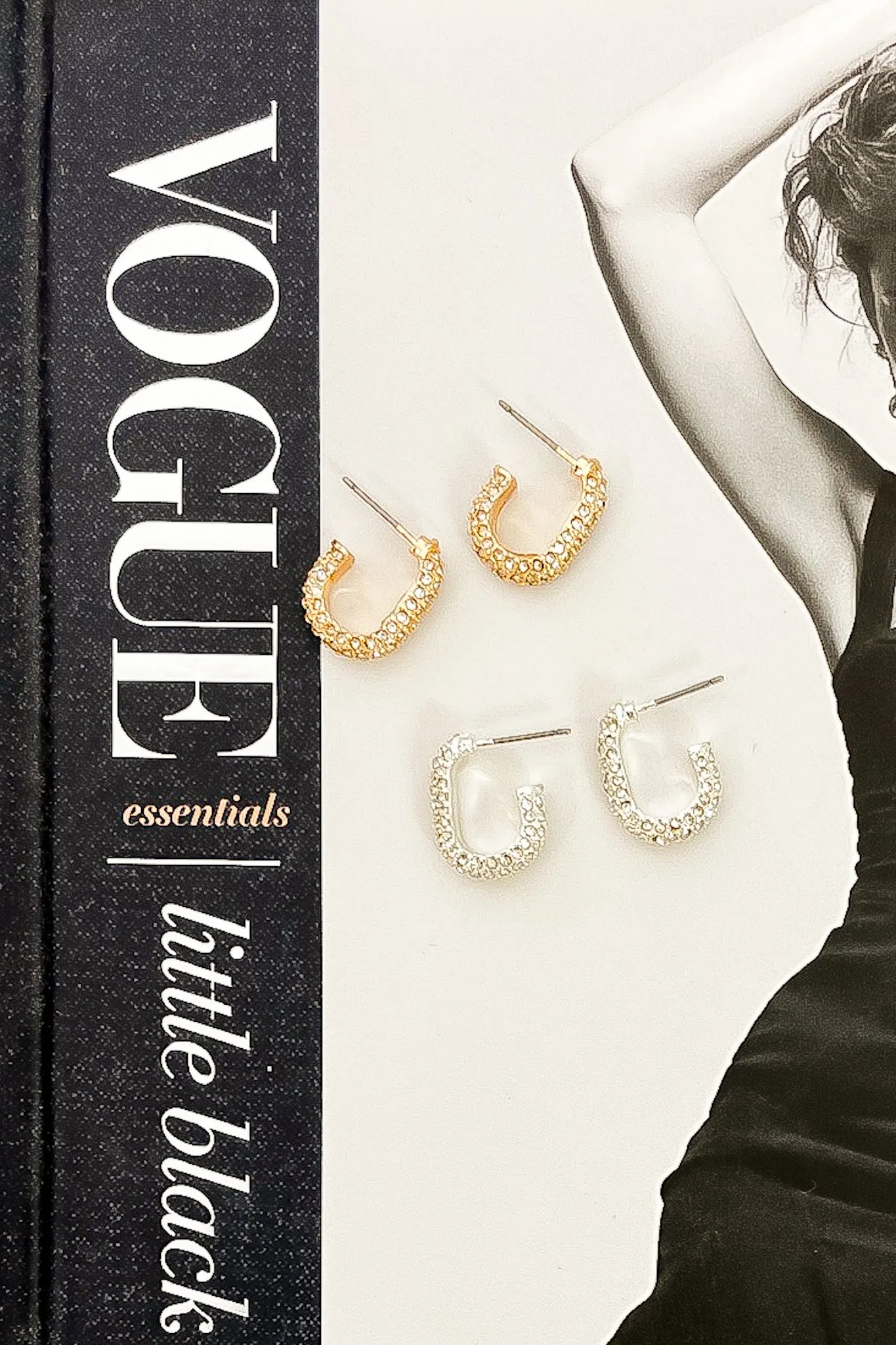 Dazzled Rhinestone Covered Open Hoop Post Back Earrings