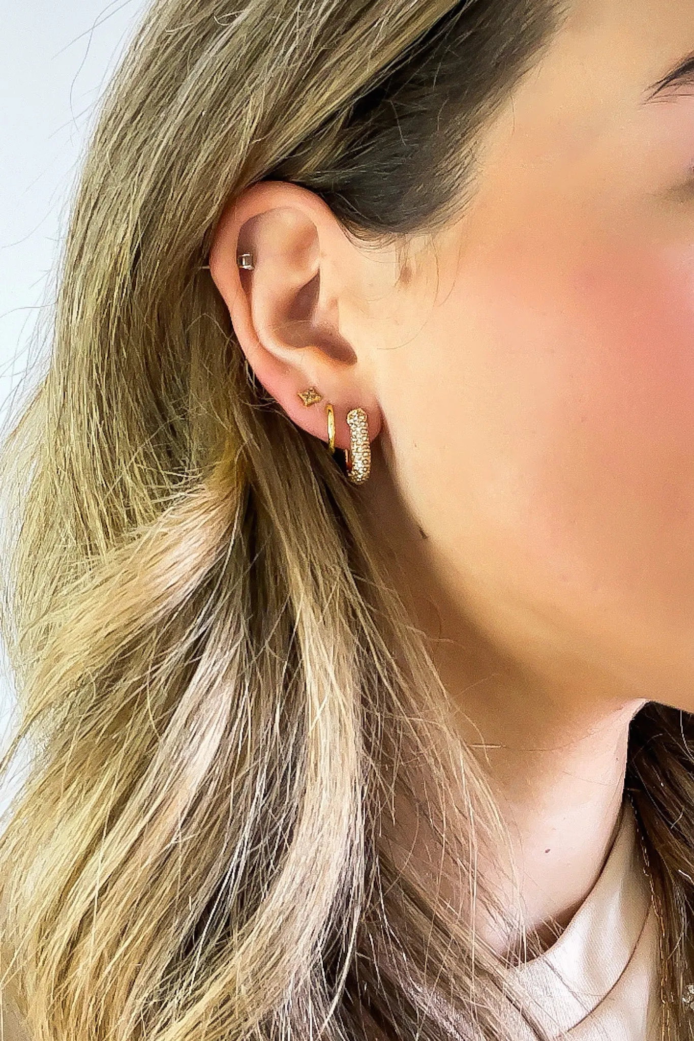Dazzled Rhinestone Covered Open Hoop Post Back Earrings