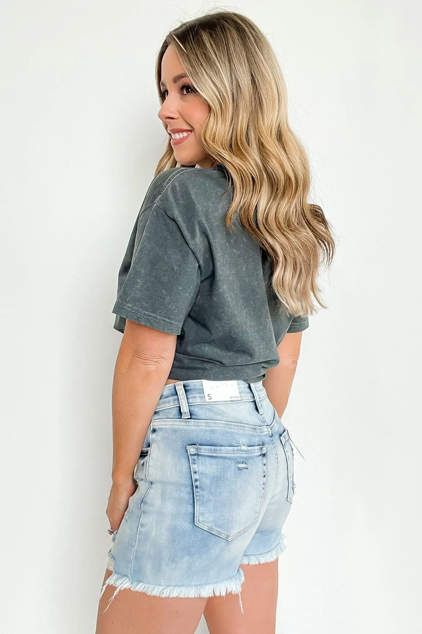 Deena Distressed Hem Denim Shorts