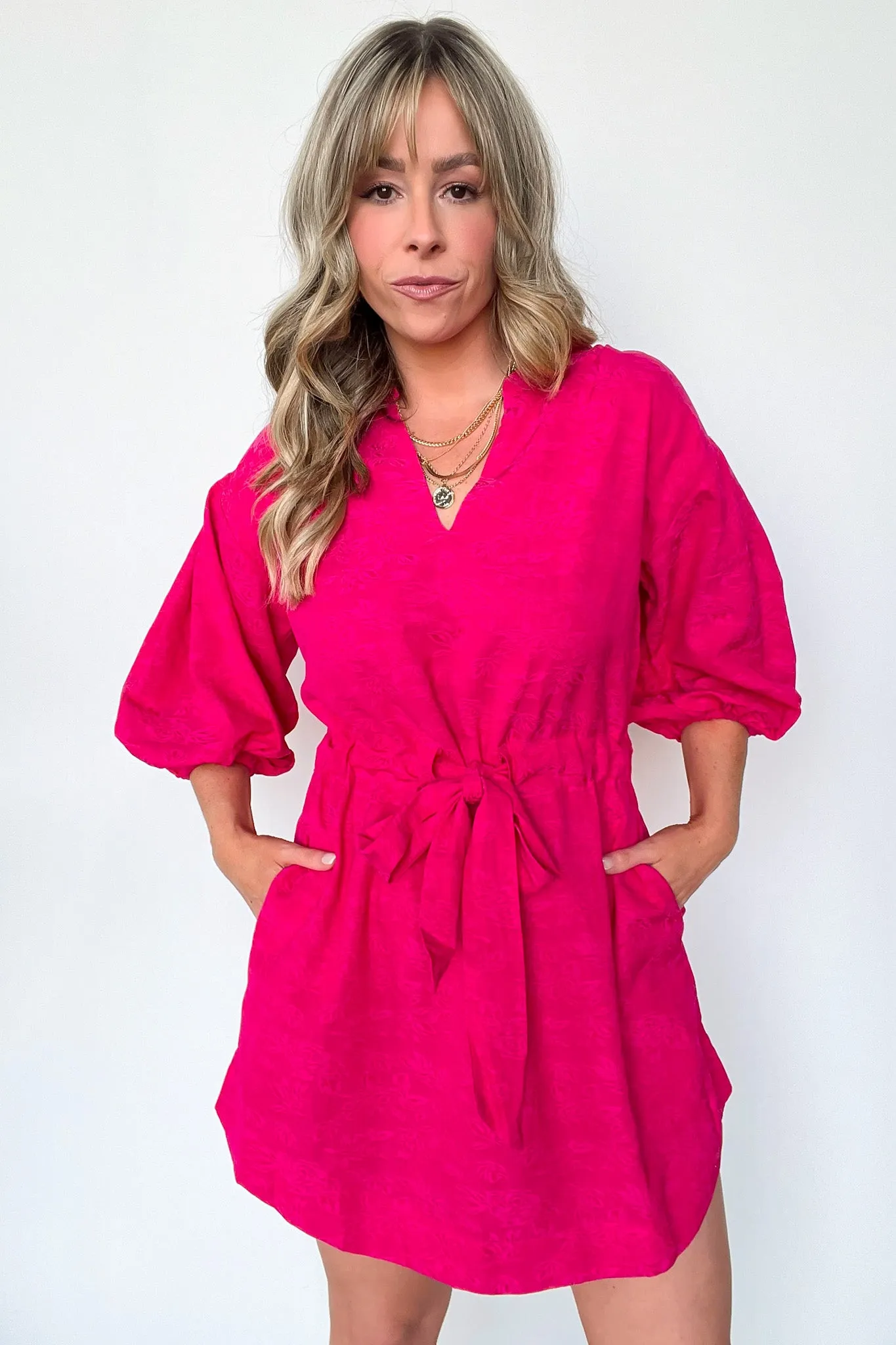 Delicate Sweetness V-Neck Tie Waist Dress - FINAL SALE