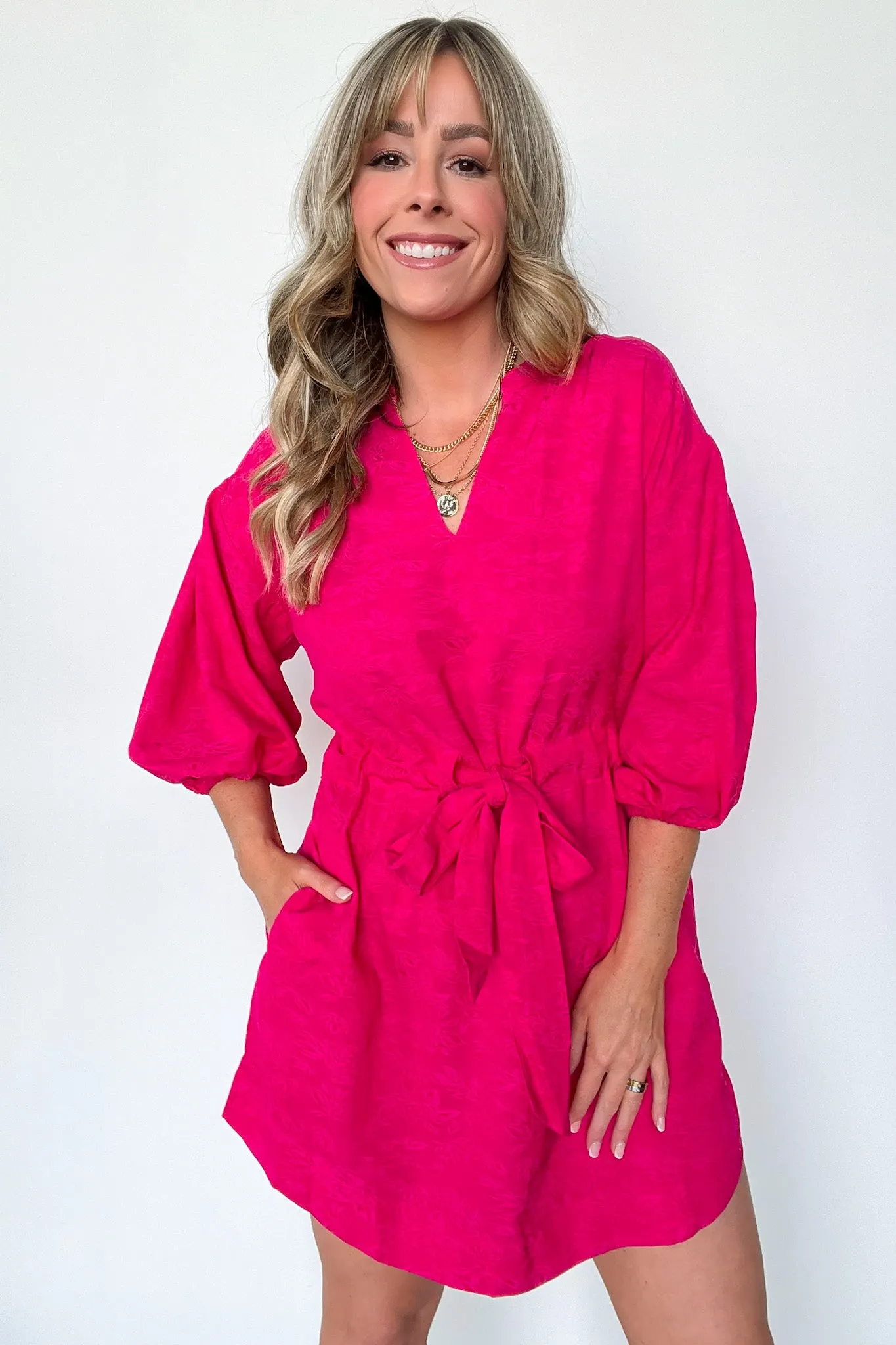 Delicate Sweetness V-Neck Tie Waist Dress - FINAL SALE