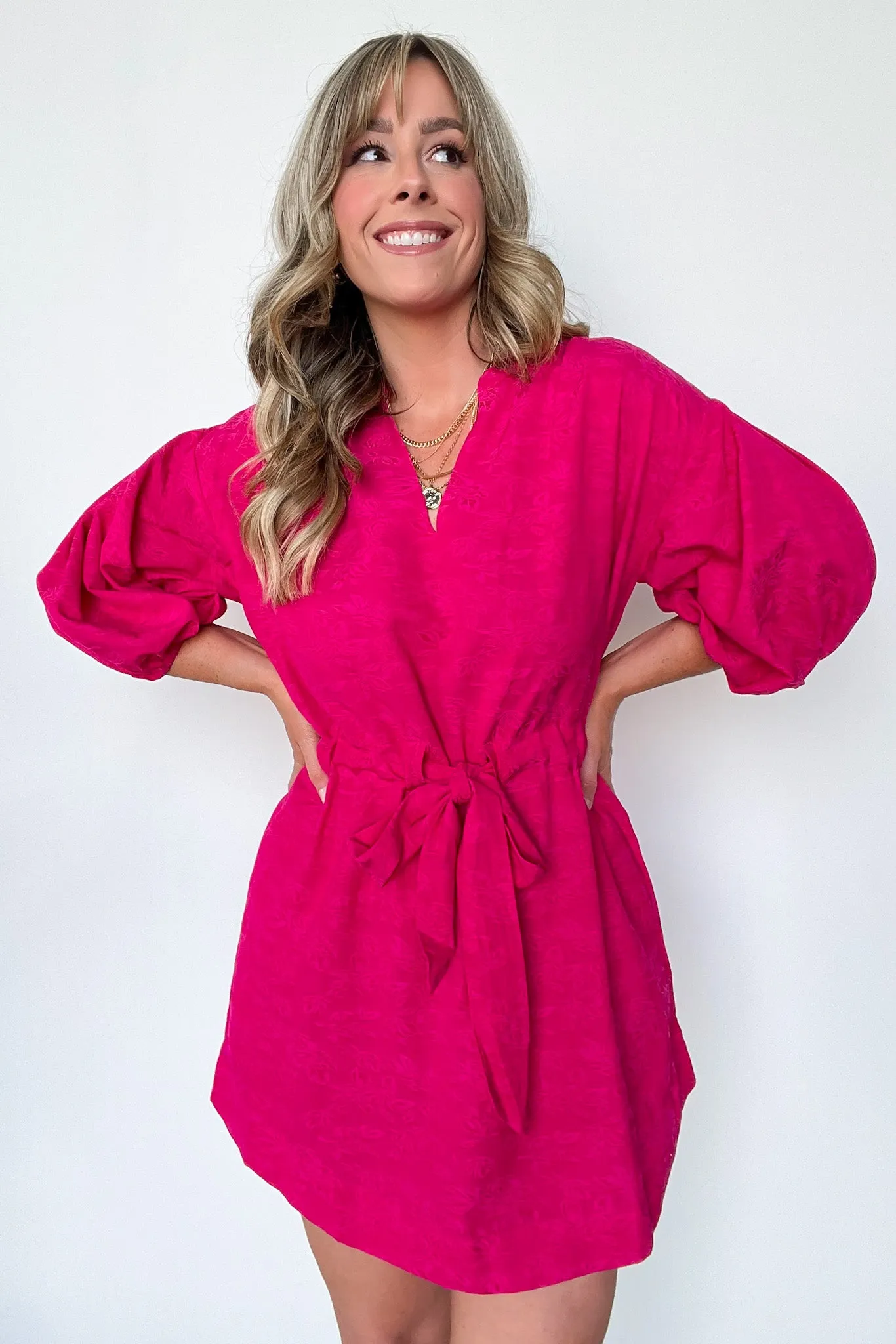 Delicate Sweetness V-Neck Tie Waist Dress - FINAL SALE