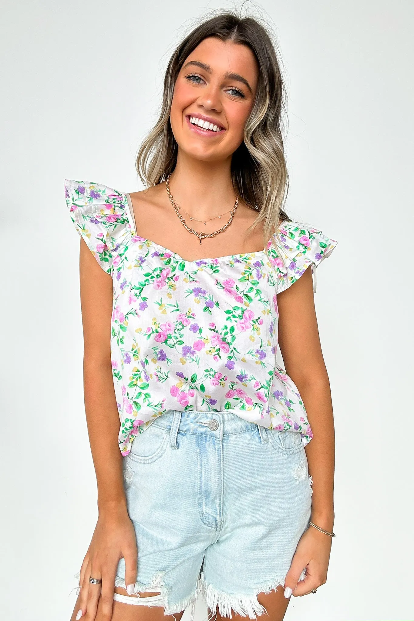 Delightful Expression Floral Sweetheart Tank Top - FINAL SALE