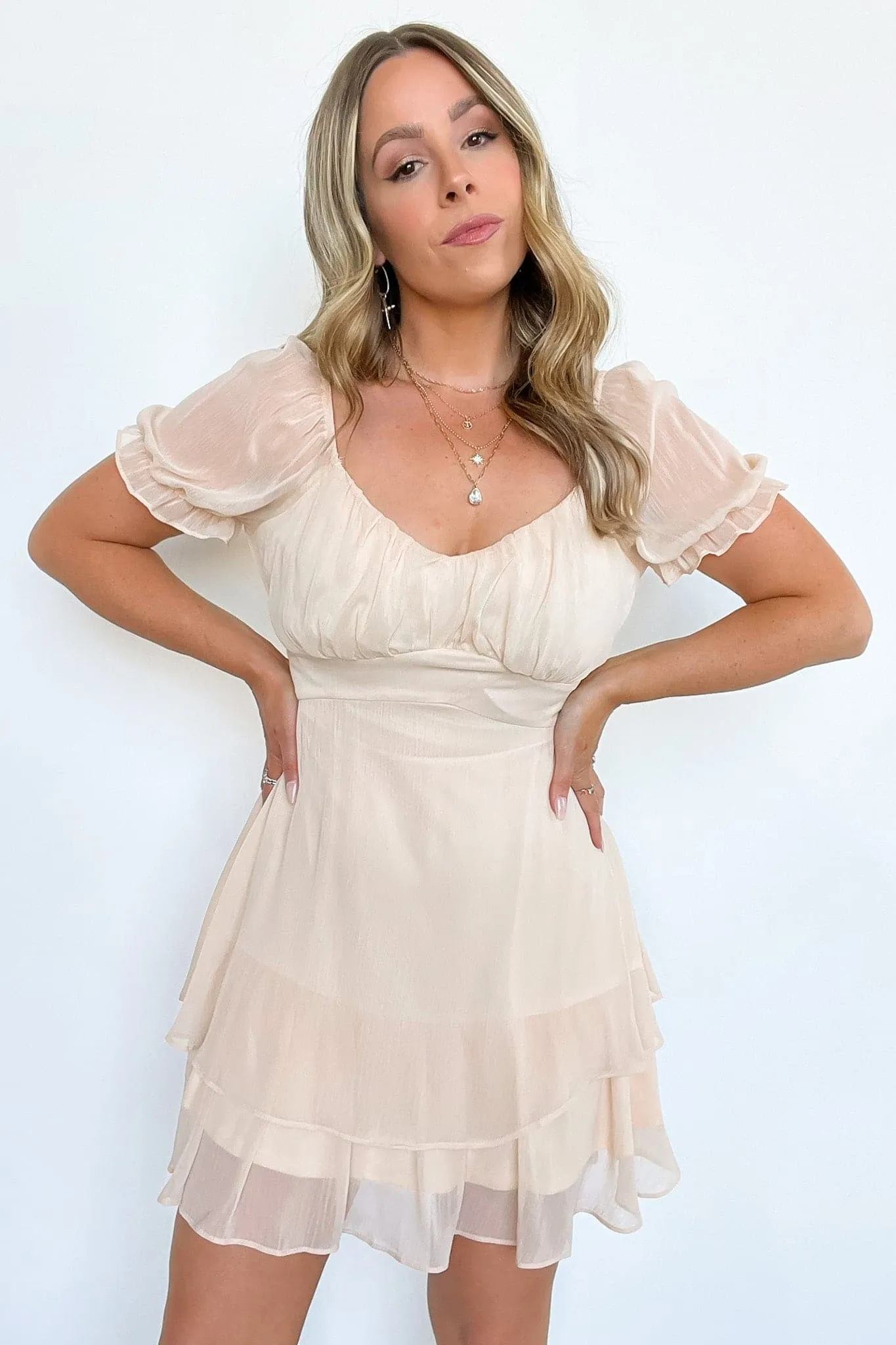 Delightful Vibe Tie Back Ruffle Tiered Dress - FINAL SALE