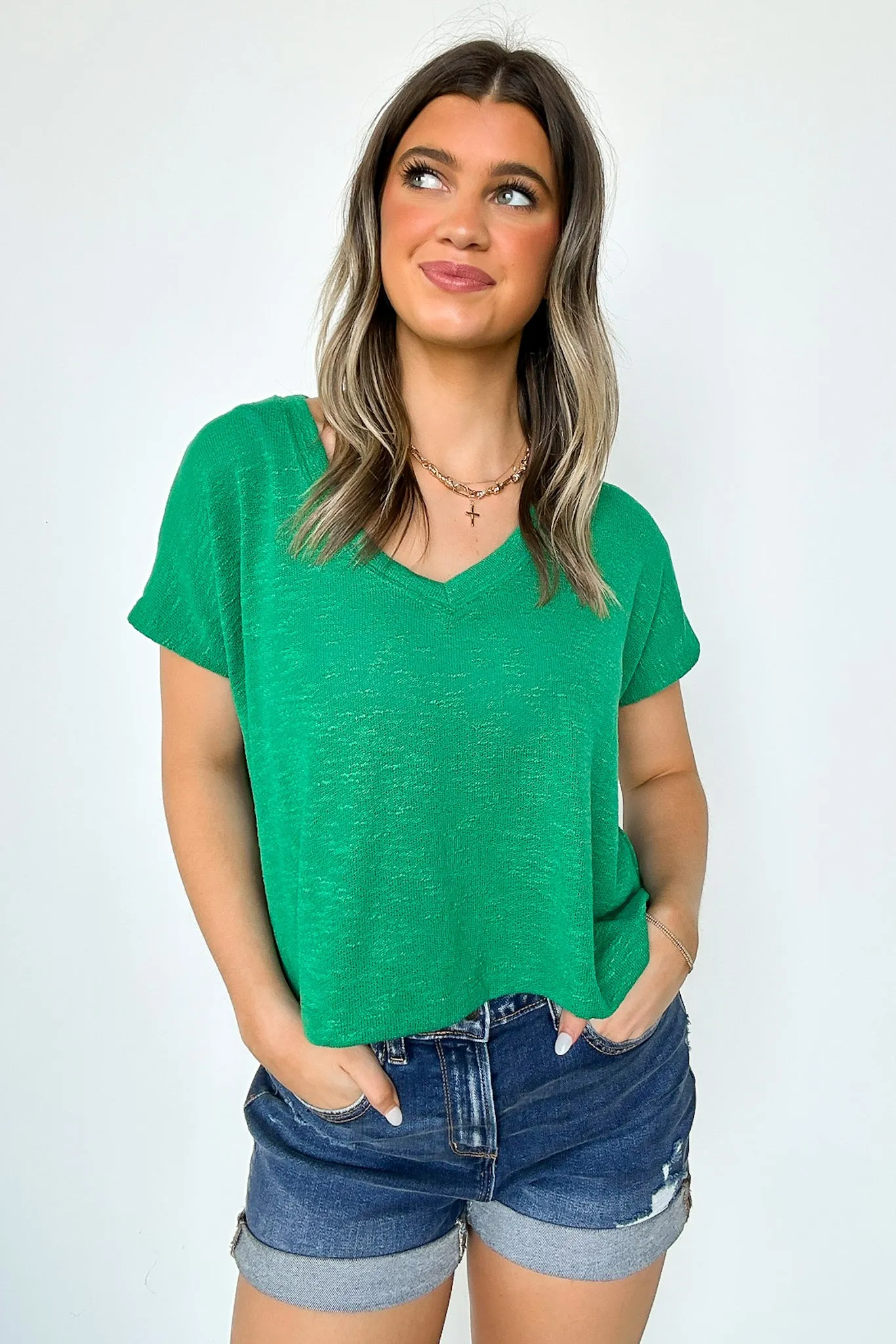 Dellah V-Neck Short Sleeve Top - BACK IN STOCK