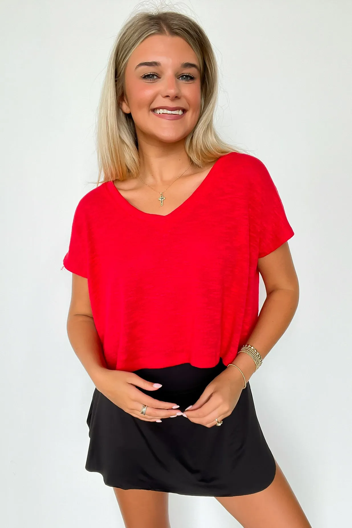 Dellah V-Neck Short Sleeve Top - BACK IN STOCK
