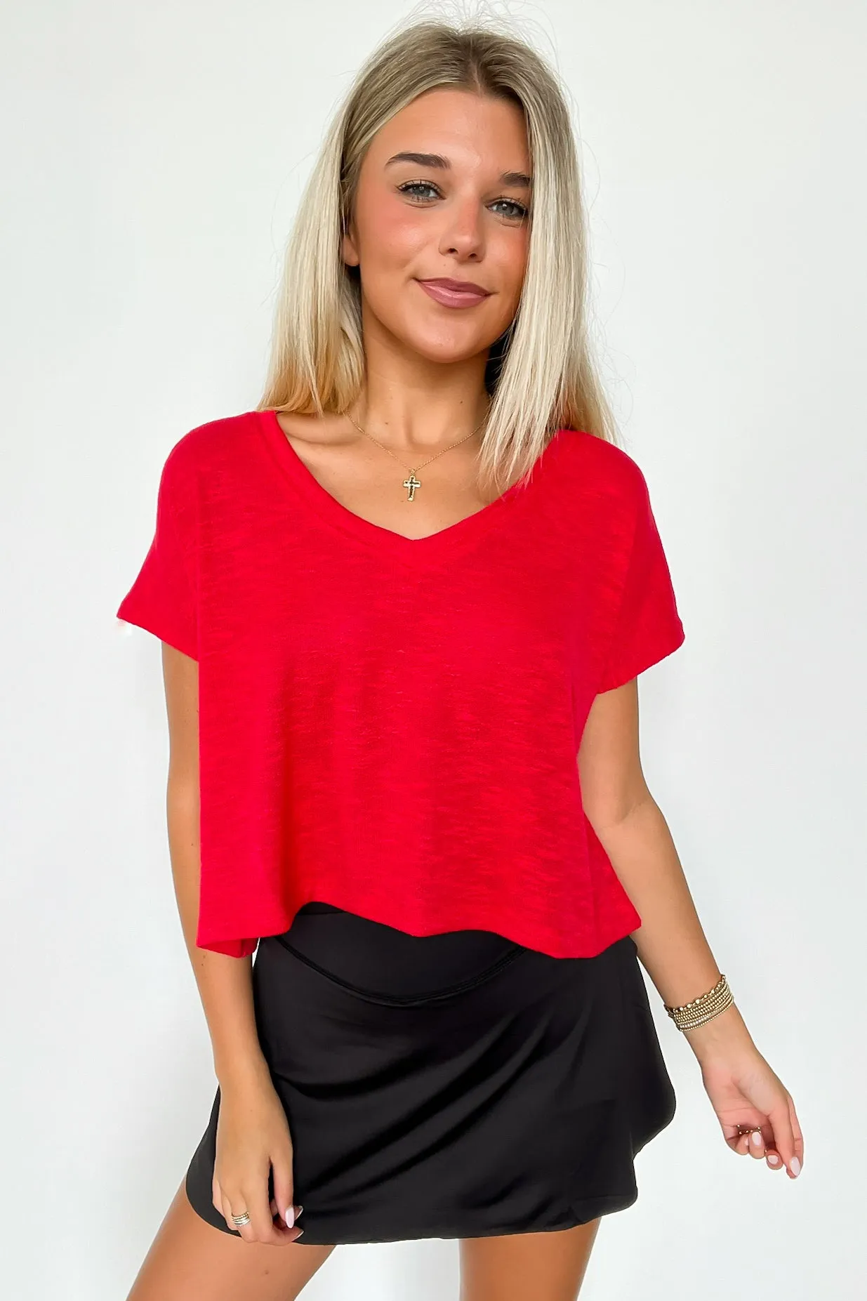 Dellah V-Neck Short Sleeve Top - BACK IN STOCK