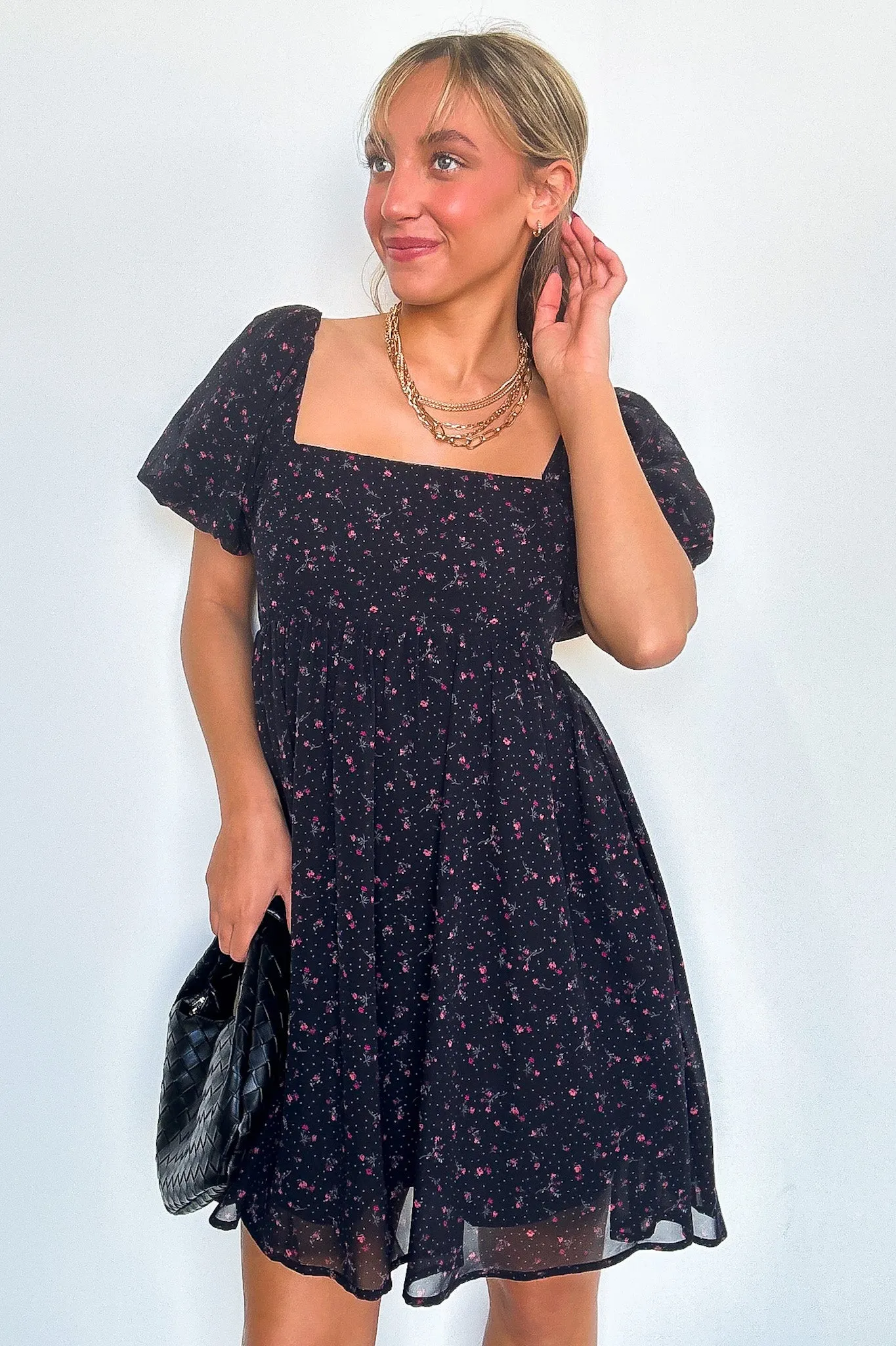 Deluxe Desire Square Neck Floral Dress