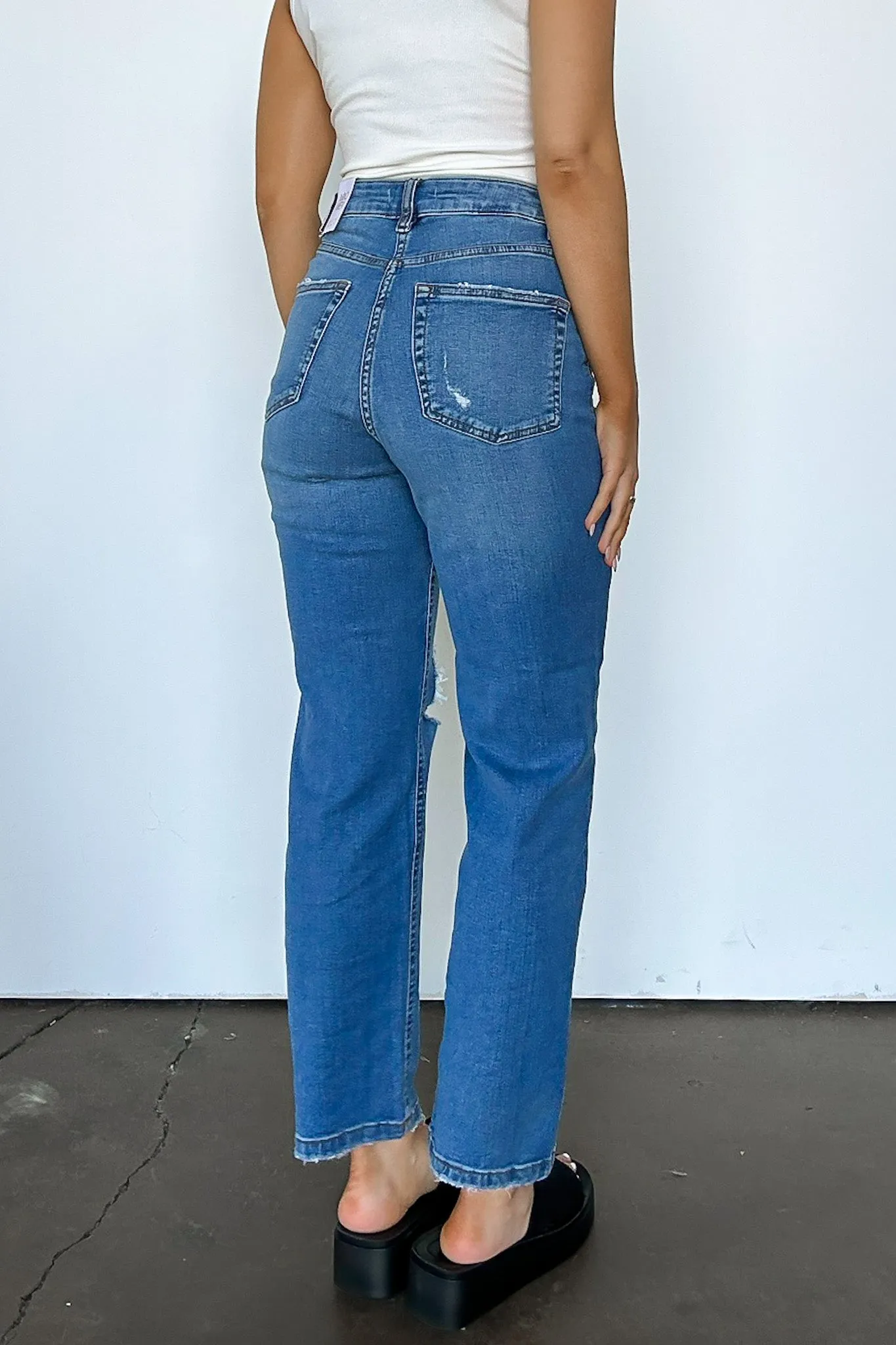 Demie High Rise Distressed Slim Straight Jeans - FINAL SALE