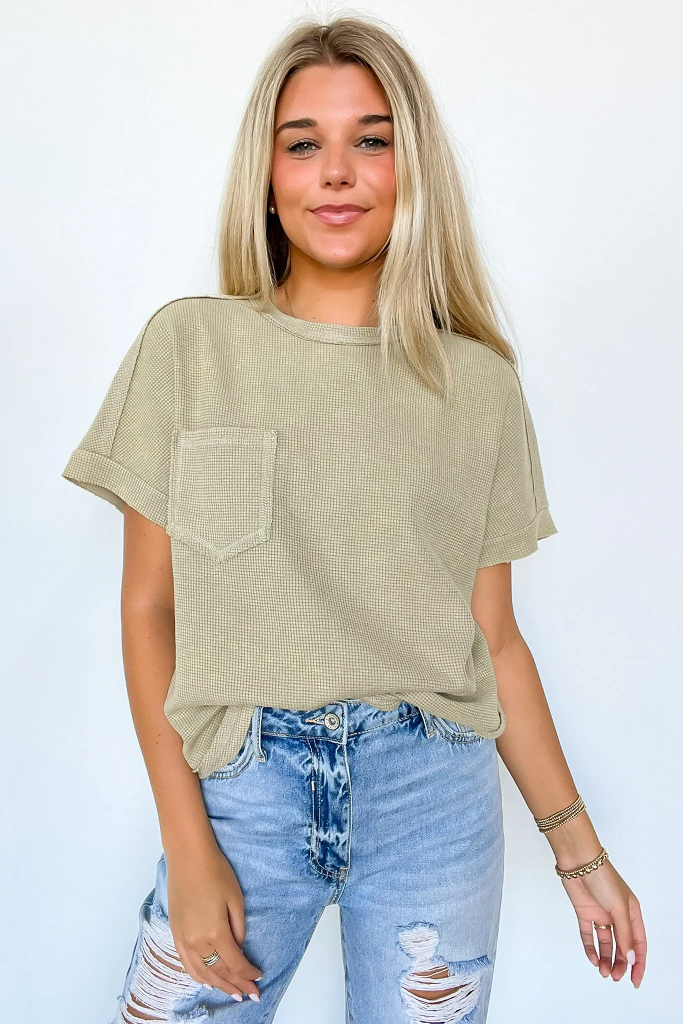 Desi Waffle Knit Pocket Top - FINAL SALE