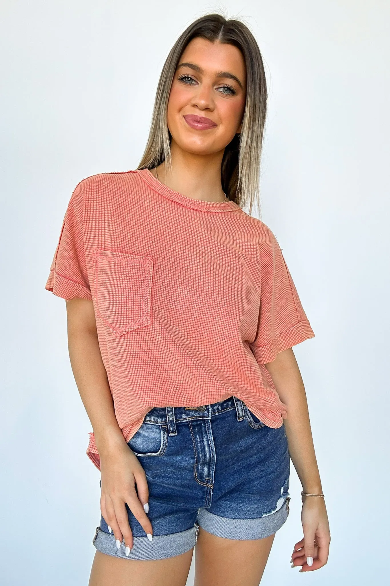 Desi Waffle Knit Pocket Top - FINAL SALE