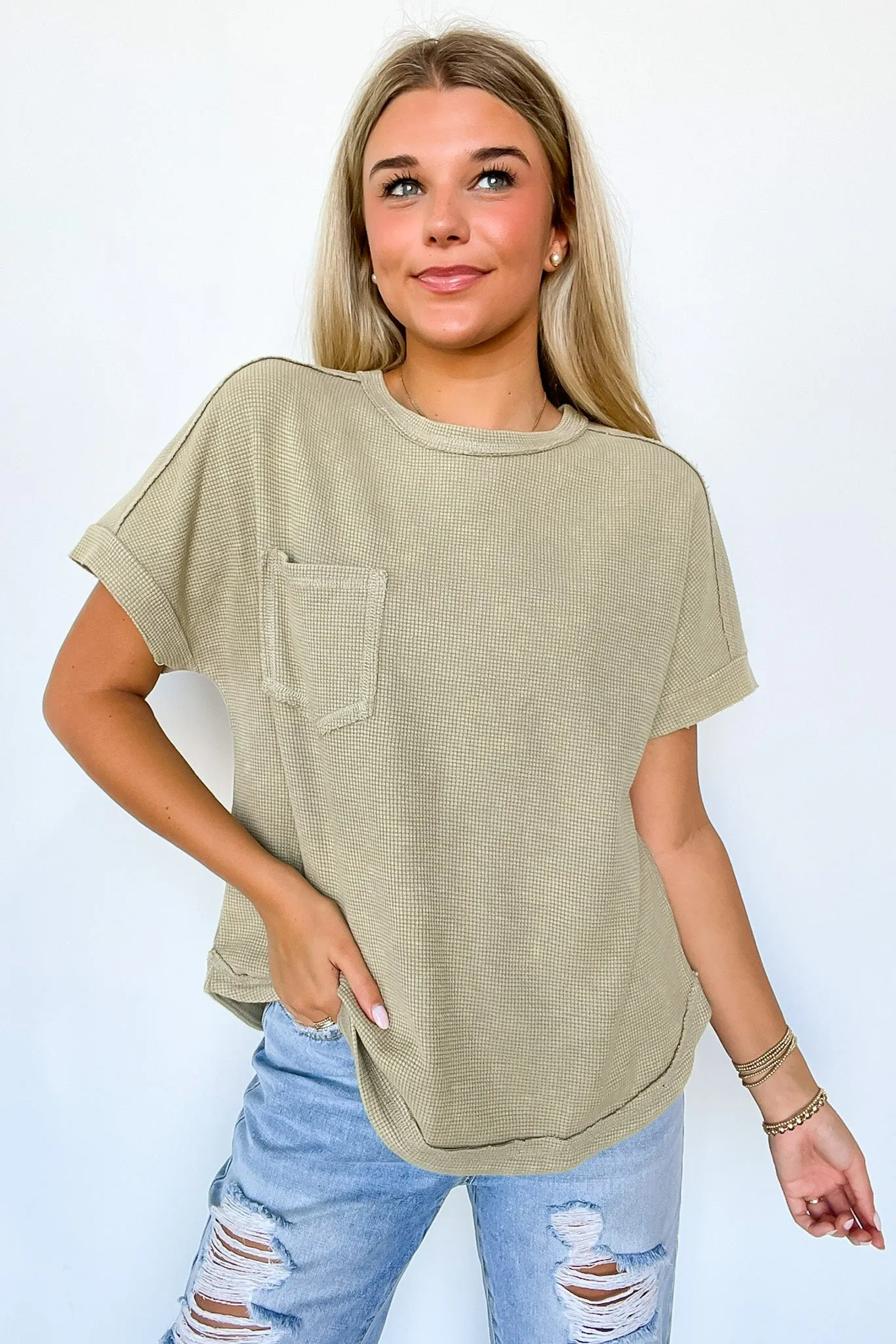 Desi Waffle Knit Pocket Top - FINAL SALE