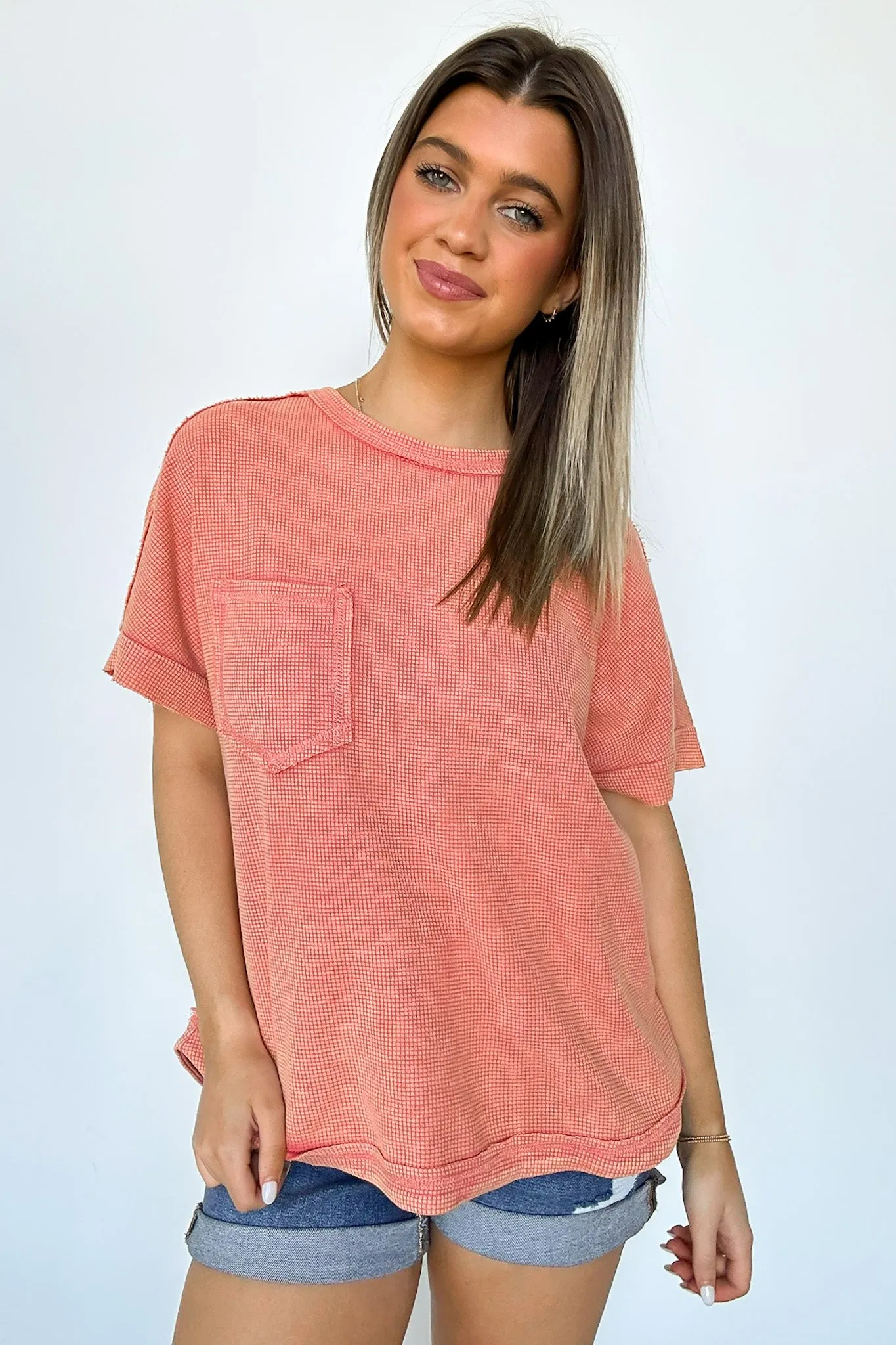 Desi Waffle Knit Pocket Top - FINAL SALE