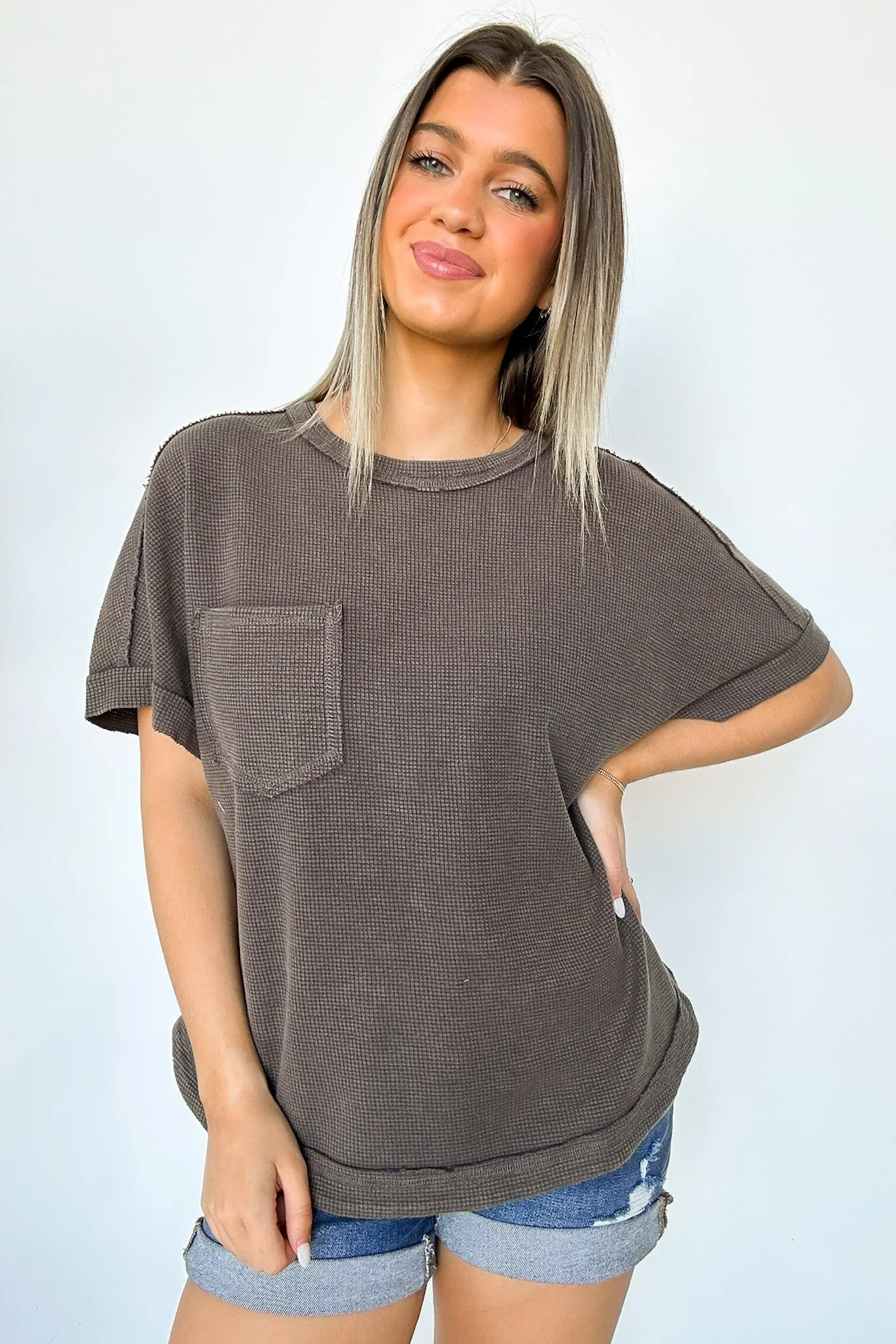 Desi Waffle Knit Pocket Top - FINAL SALE